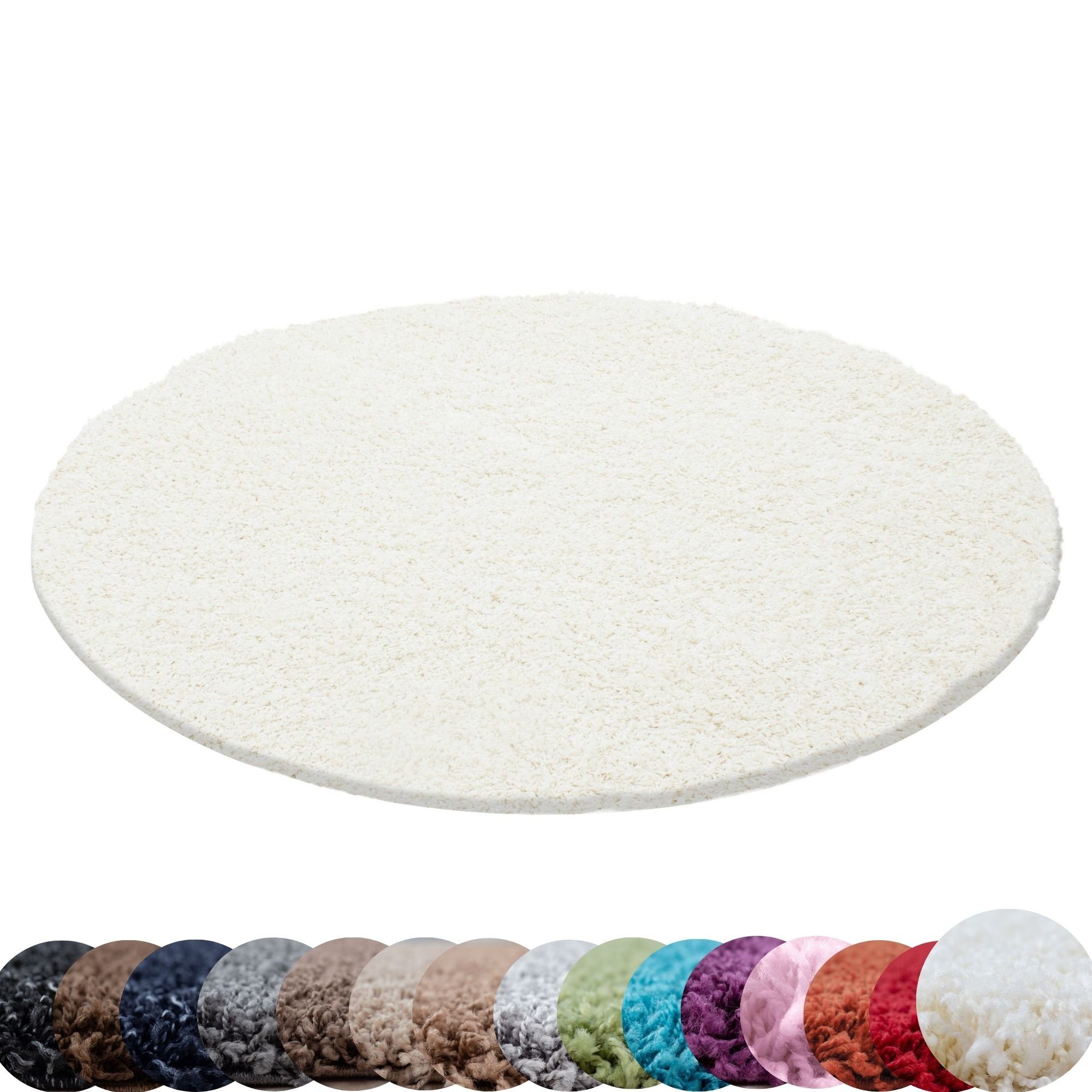 Teppich Unicolor - Einfarbig, HomebyHome, Rund, Höhe: 30 mm, Modern Kurzflor Teppich Wohnzimmer Abstrakt Design Rosa Pflegeleicht Creme