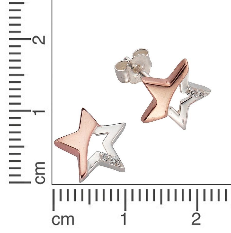 Firetti Paar Ohrstecker Schmuck Geschenk Silber 925 Ohrschmuck Stern, mit Zirkonia (synth)