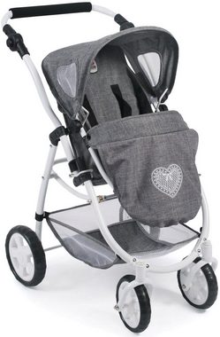 CHIC2000 Kombi-Puppenwagen Emotion All In 3in1, Jeans Grey, inkl. Babywanne, Babyschale und Sportwagenaufsatz