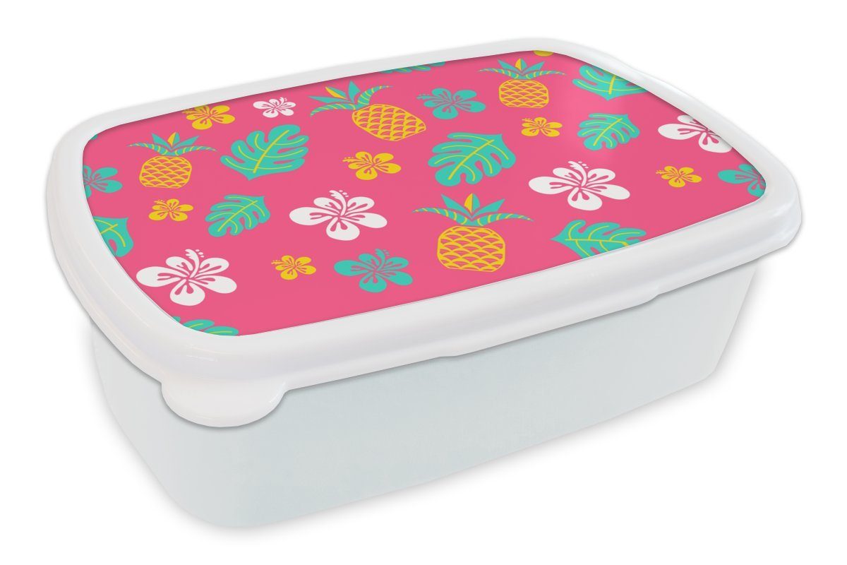 MuchoWow Lunchbox Sommer - Ananas, und Brotdose, für Muster Kinder (2-tlg), und Kunststoff, Mädchen weiß für Erwachsene, Jungs - Brotbox