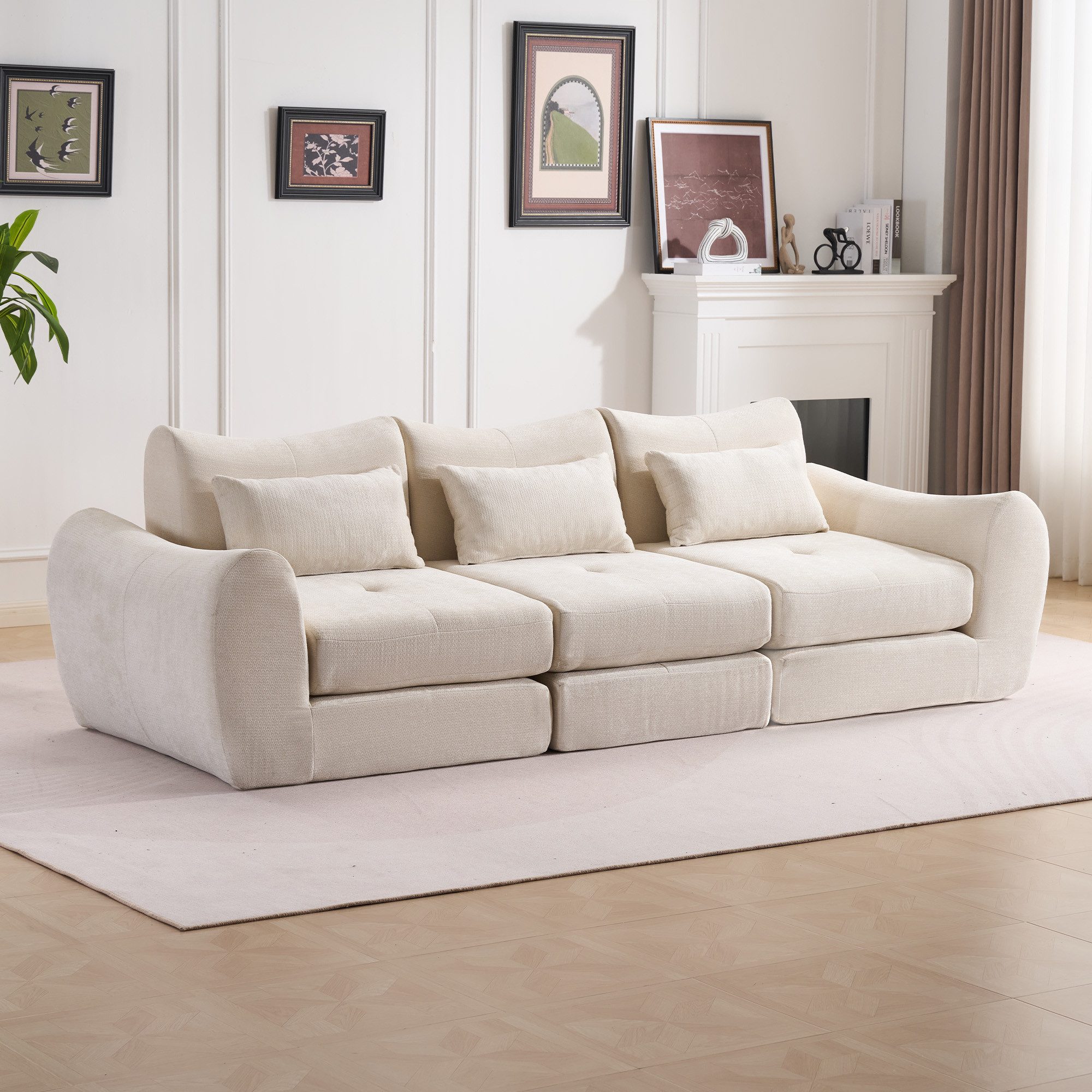 Vankel Sofa Sofas Wohnzimmer, modulares Sofa mit Schlaffunktion L-Form, Werkzeuglos montierbar, wandelbar & ideal für kleine Räume