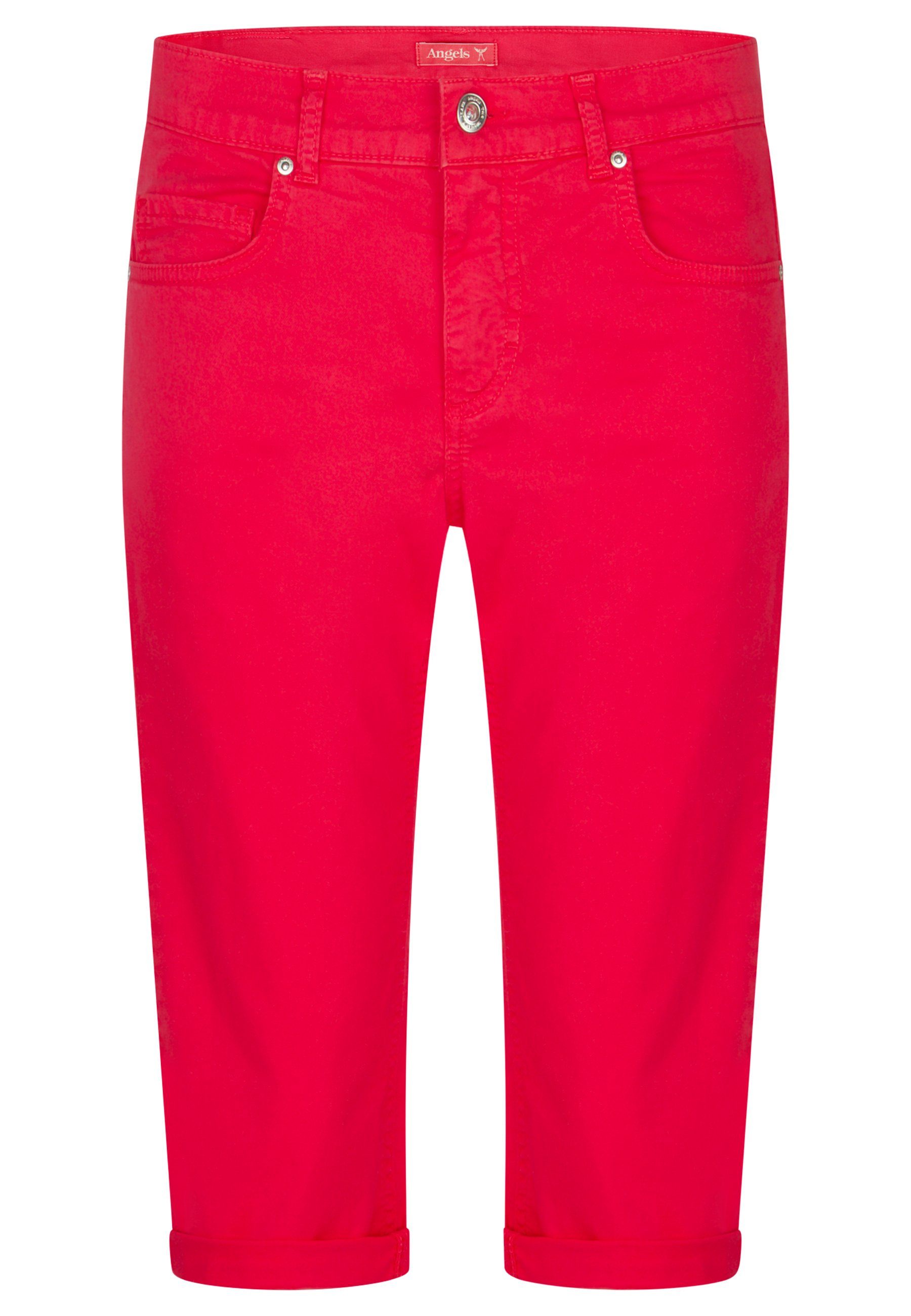 Capri Slim-fit-Jeans Label-Applikationen TU 5-Pocket-Hose mit pink ANGELS