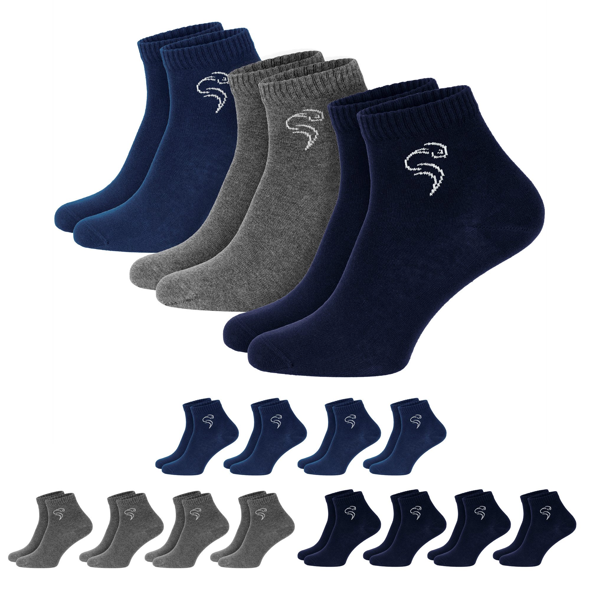 Kurzsocken Quarter Socken 12 Paar Damen Herren atmungsaktiv