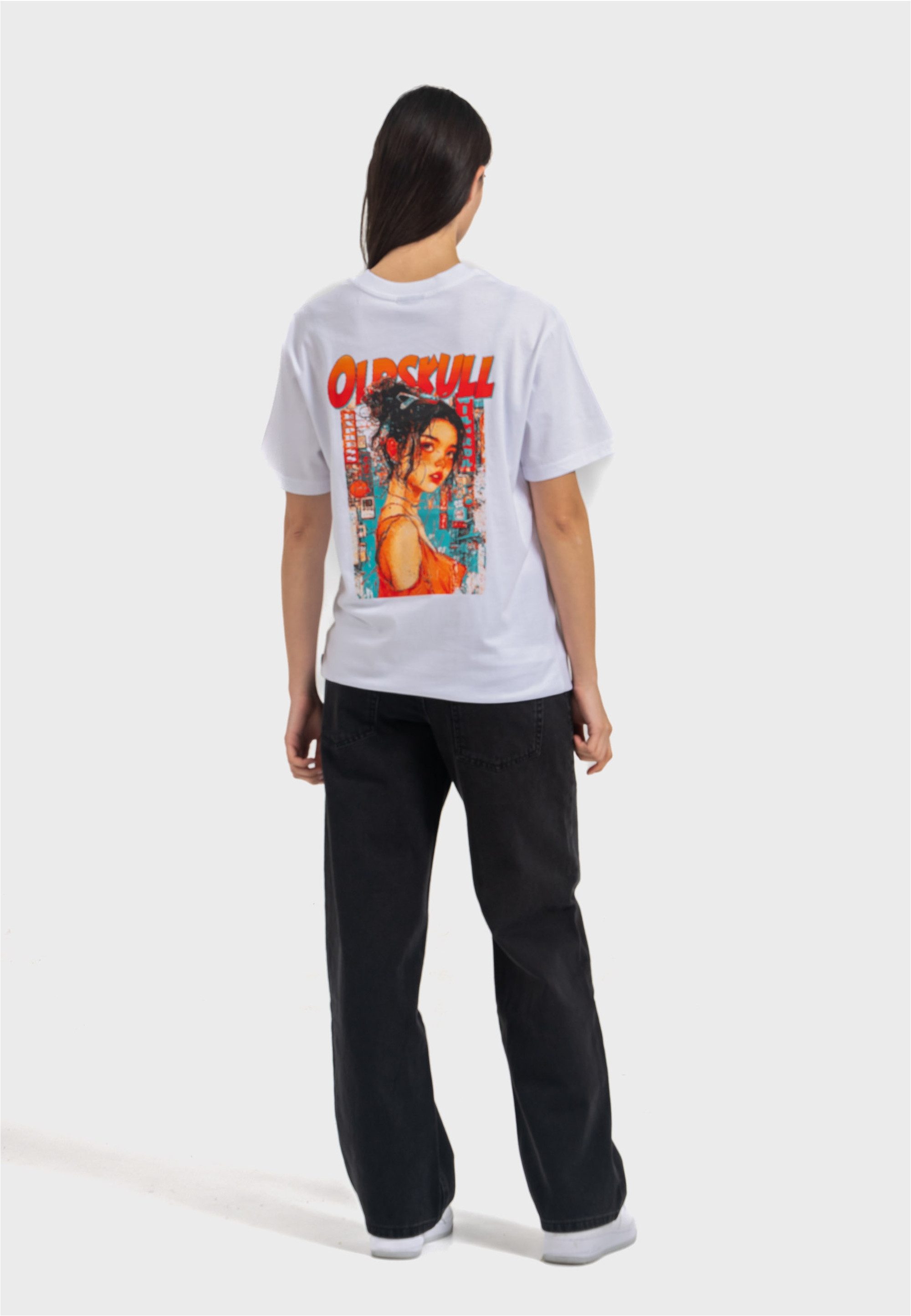 Oldskull T-Shirt Retro Pixel Lady Logo im zeitlosen Design mit Retro-Motiv
