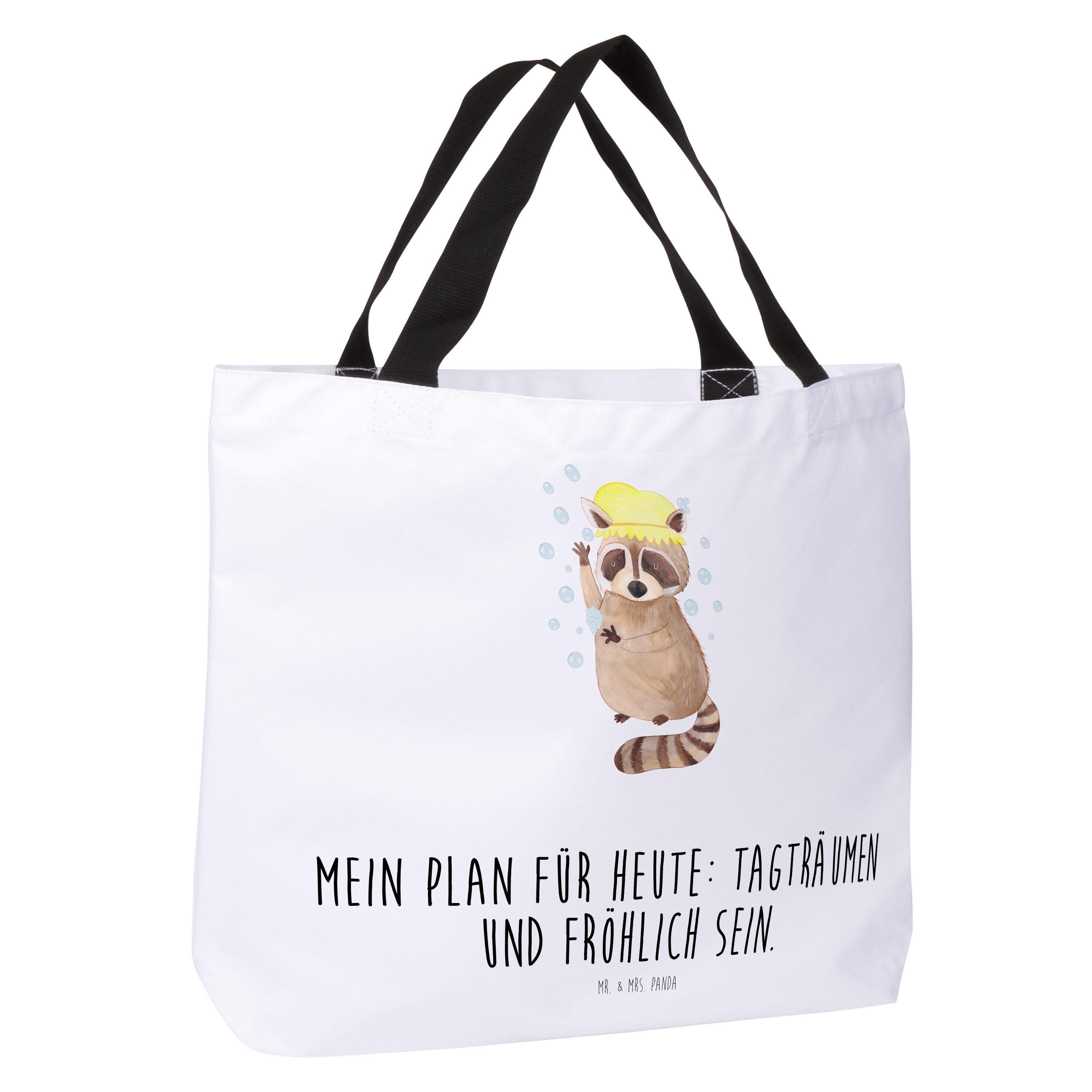 Mr. & Waschbär Mrs. - Shopper - Beutel, (1-tlg) Weiß Panda Tragebeutel, Geschenk, Alltagst Tiermotive