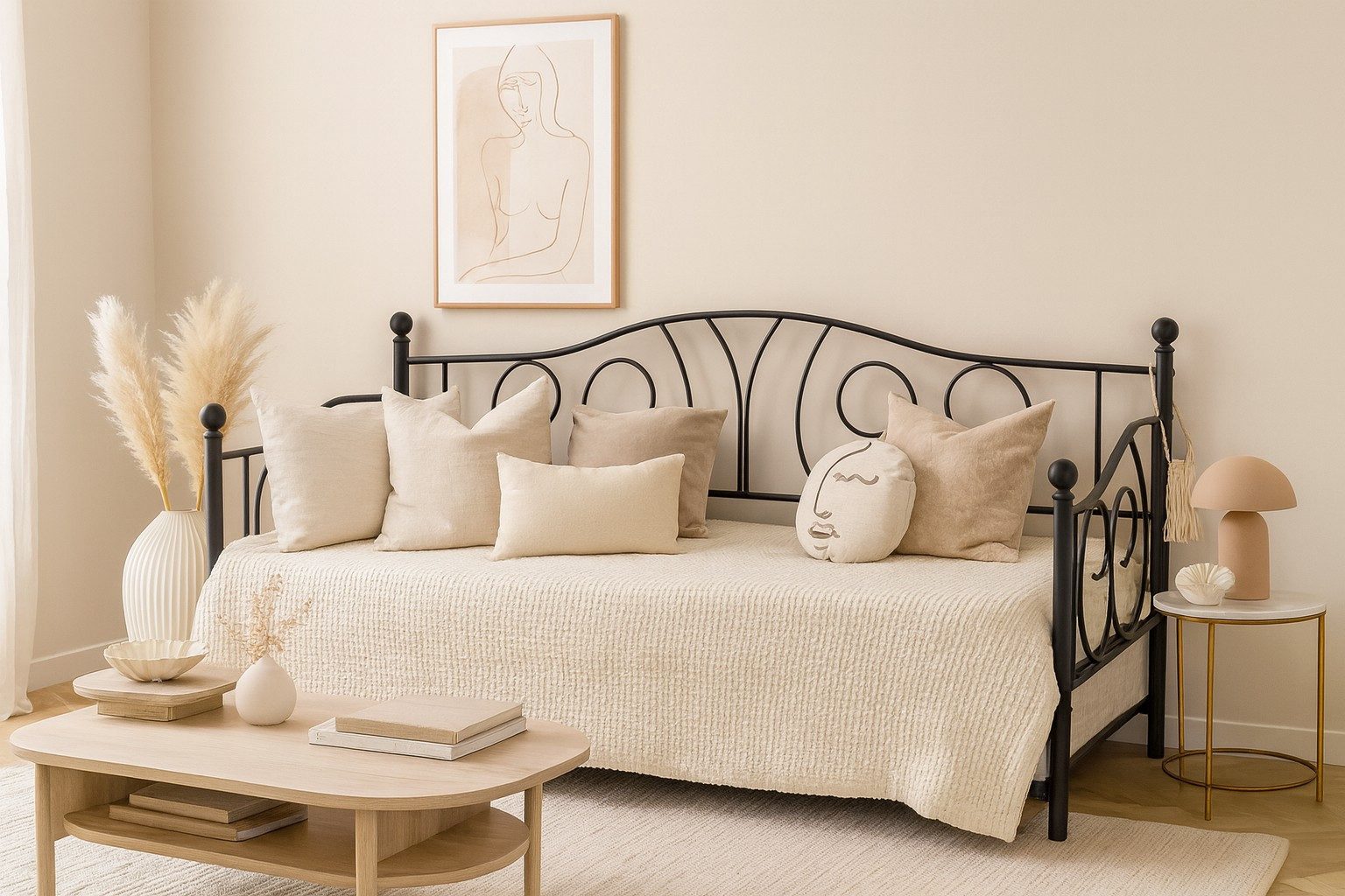 moebel-direkt-online Daybed Metallbett Daybett mit Gästebett in zwei Farben – Bild 3 von 5