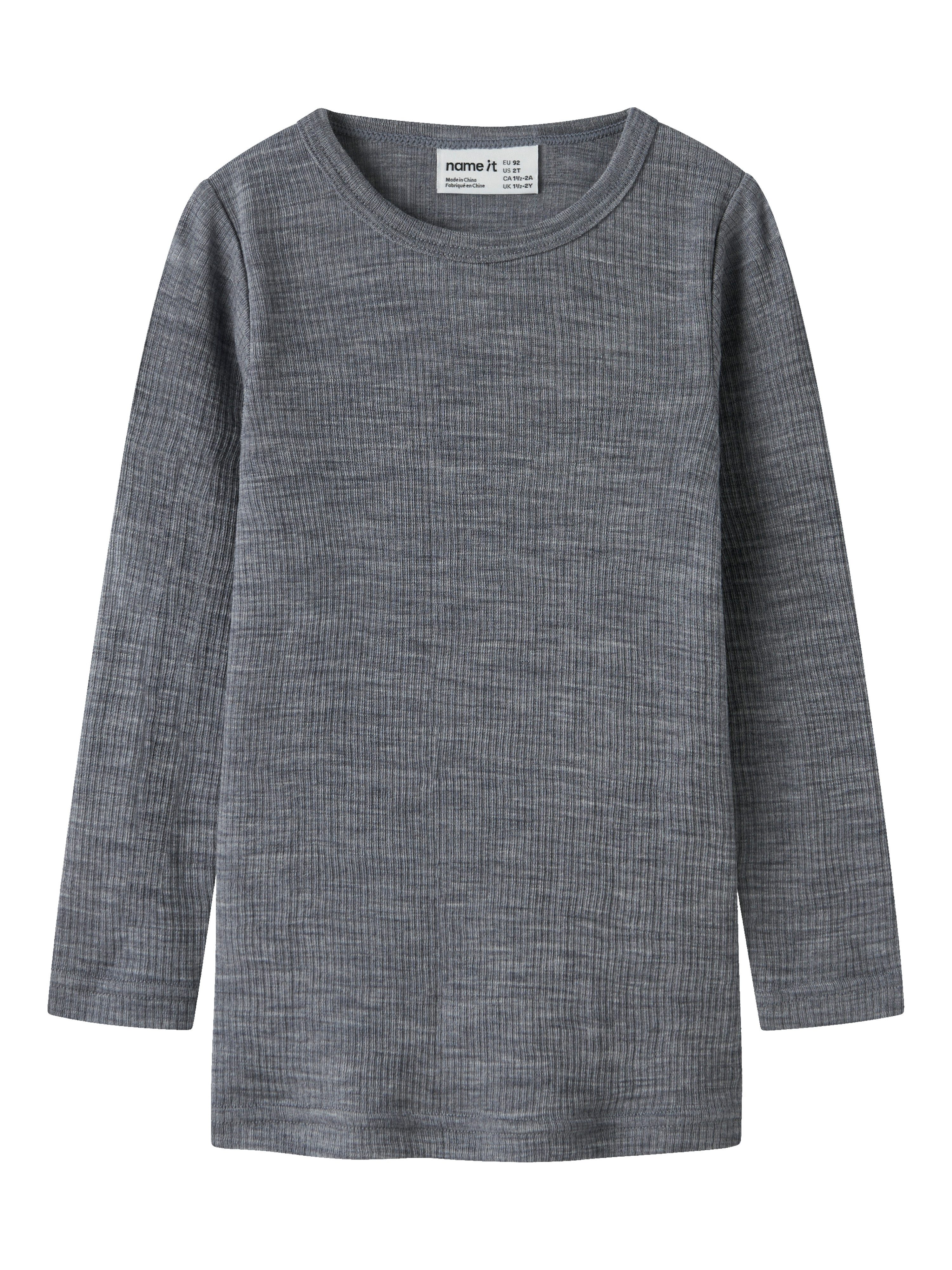 Name It Langarmshirt NMNWAX WOOL RIB LS TOP NOOS aus reiner Merinowolle