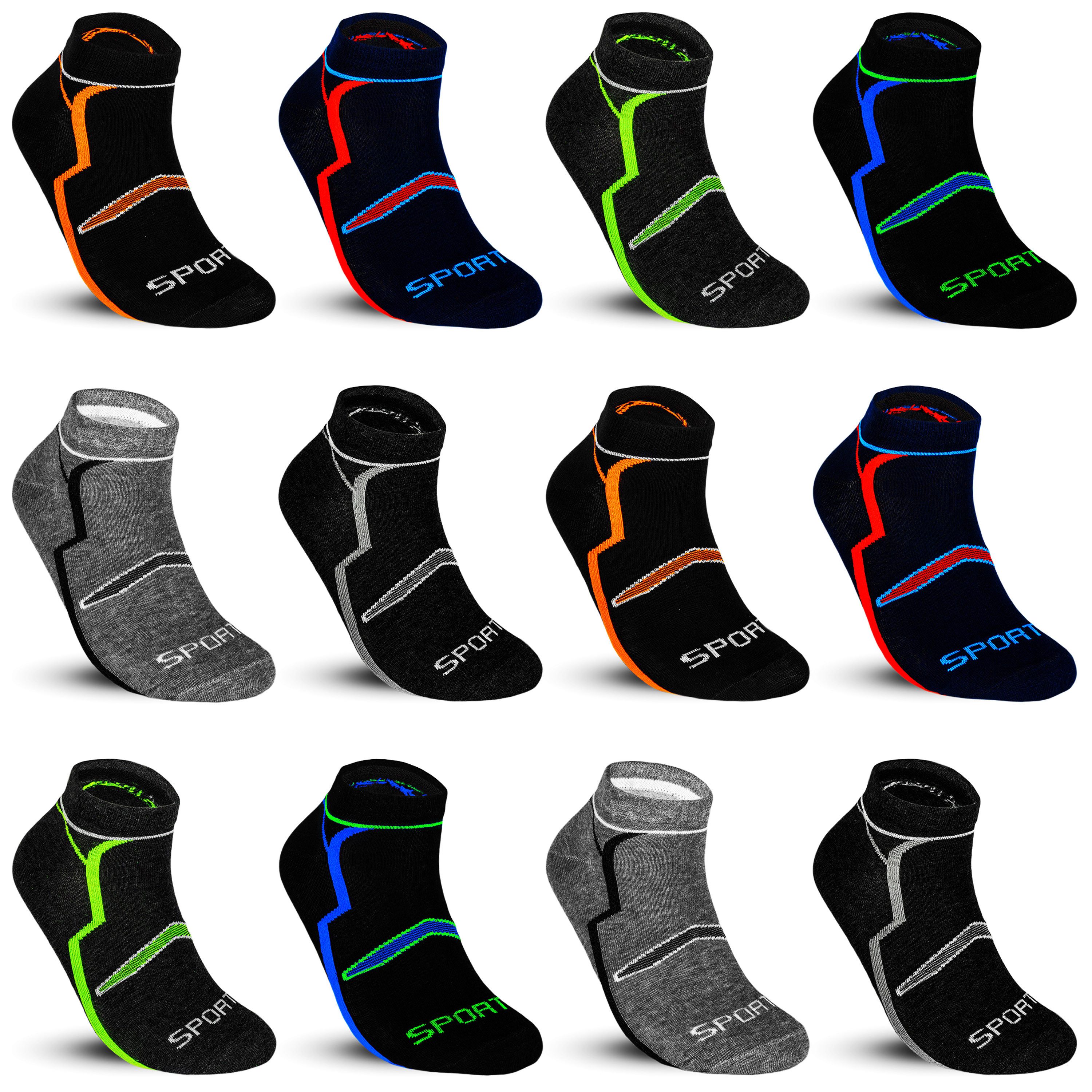 Sneakersocken 12 Paar Sneaker Socken Herren & Damen Füßlinge Baumwolle Freizeit Kurz