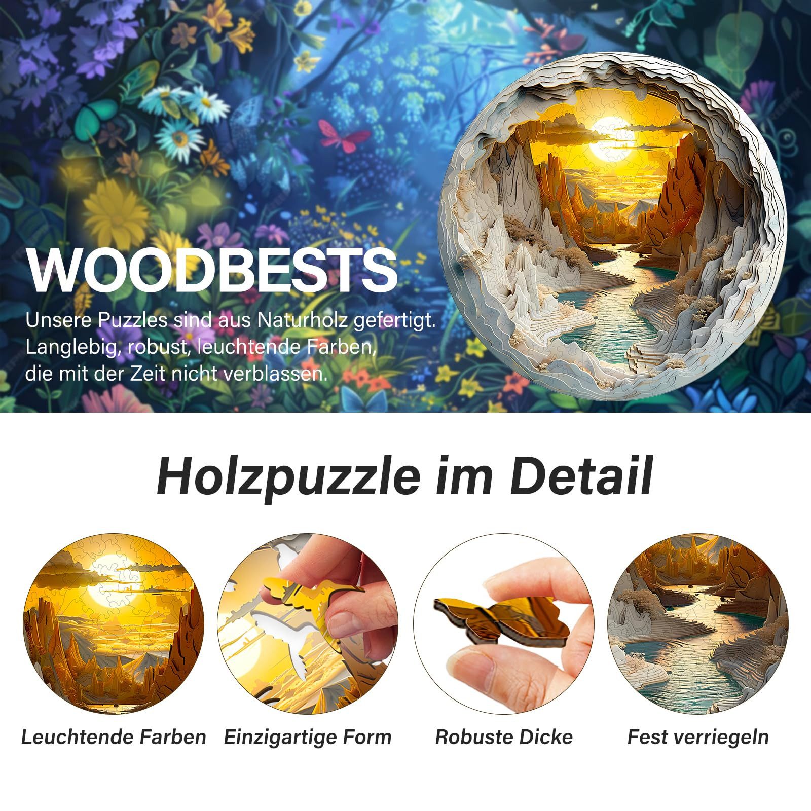 CLTYQ Puzzle Holzpuzzle Erwachsene, Sonnenuntergang Holzpuzzle, Puzzleteile, Unregelmäßige Einzigartige Tierform Puzzle, für Erwachsene und Kinder