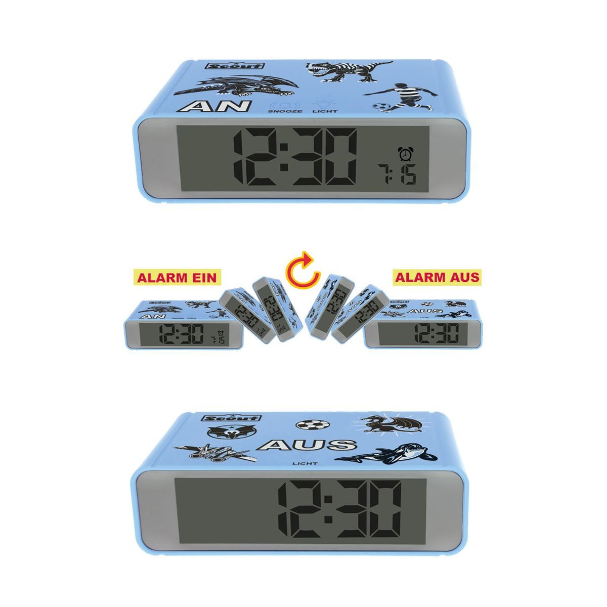 Scout Kinderwecker 280001026 Jungen-Wecker Kinder Blau The Digi Clock