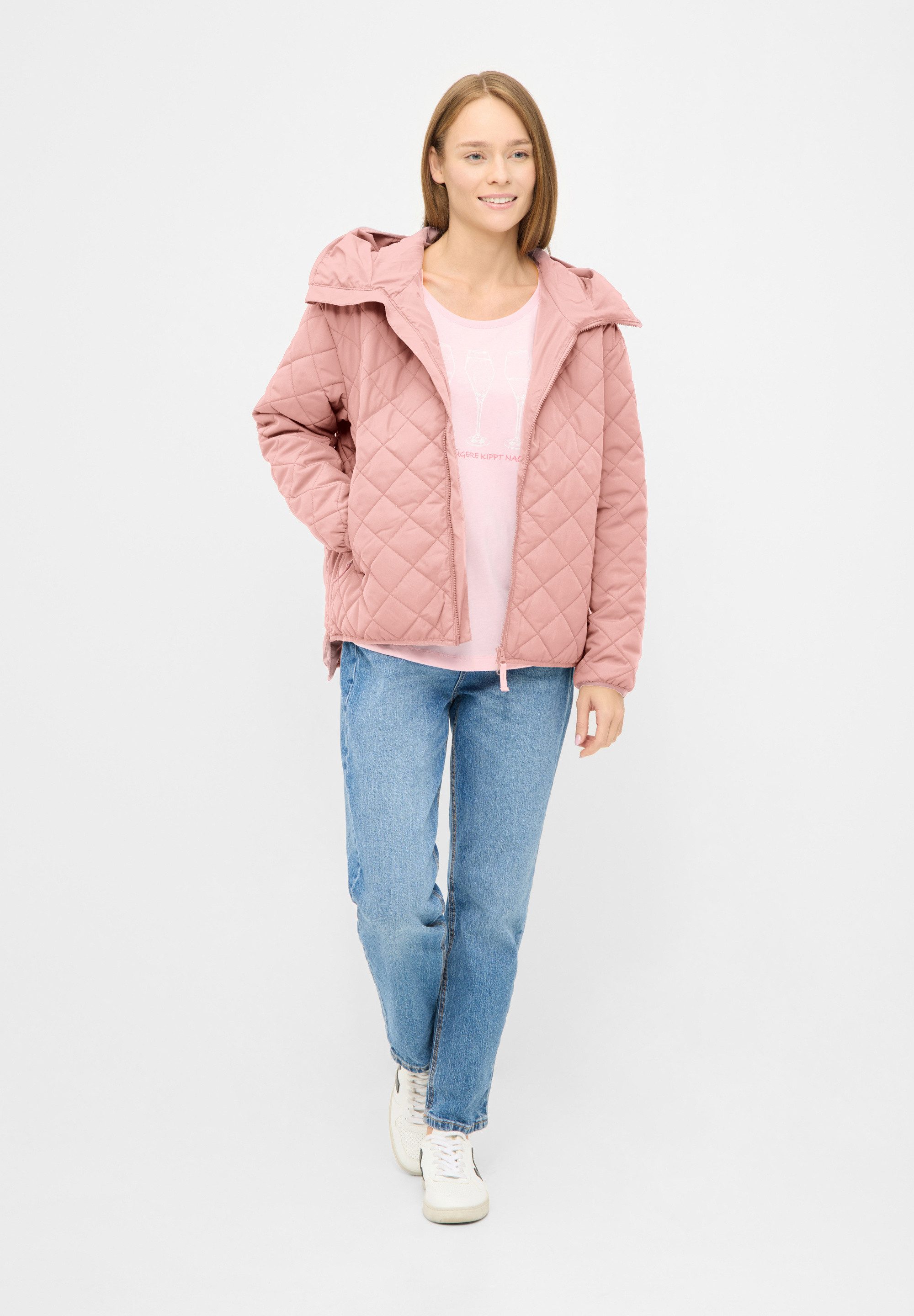 Derbe Steppjacke Quiltby Short Wasserabweisend, Kapuze, 2-Wege Reisßverschluss