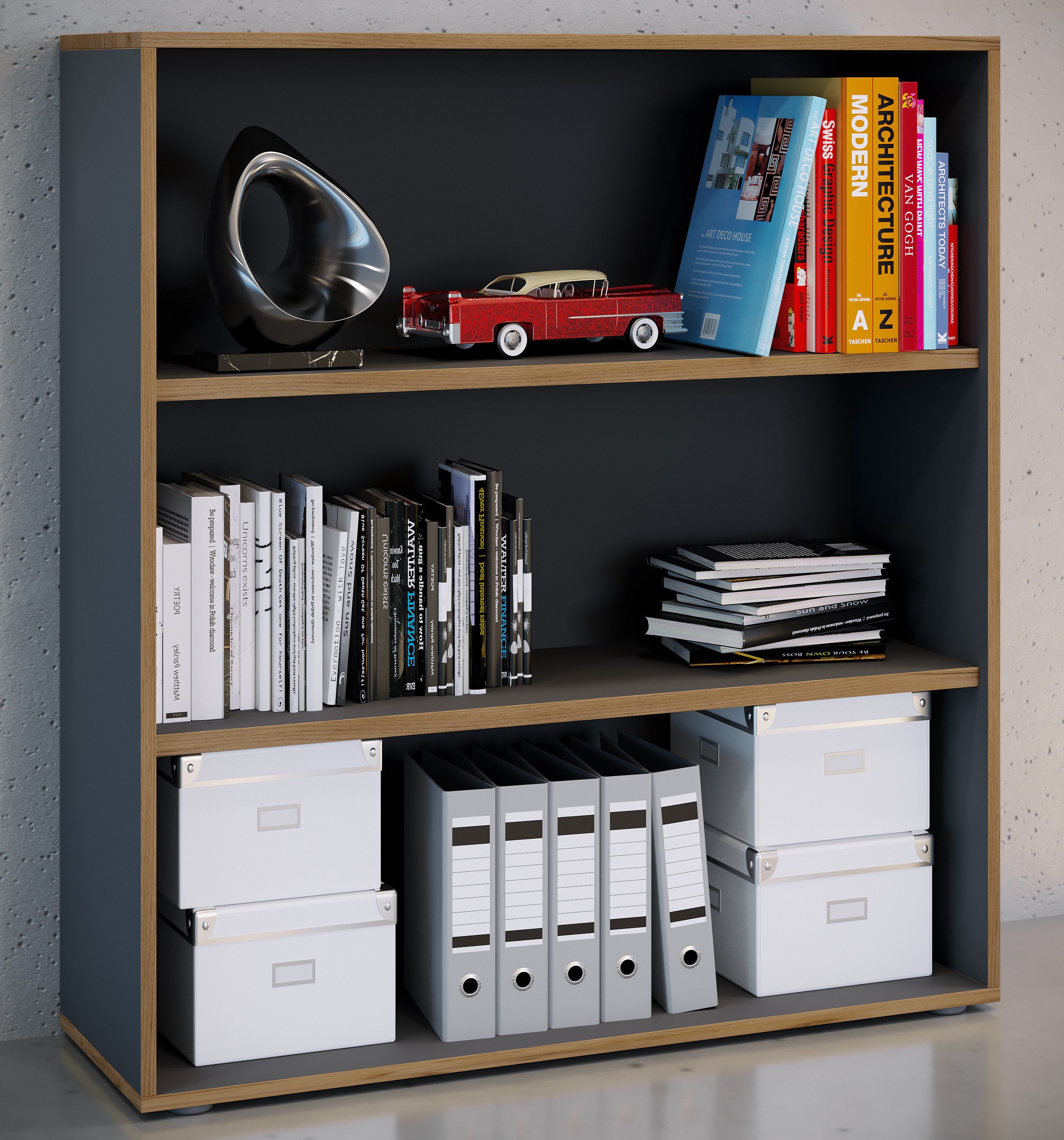 VCM Standregal Bücherregal Salia H. 110 x B. 100 x T. 32 cm, Holzregal stehend, platzsparender Aktenschrank, CD DVD Aufbewahrung