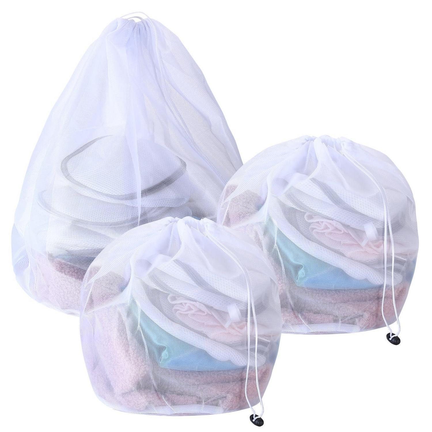 LuxusKollektion Wäschesack Wäschenetz Set 3tlg. m. Kordelzug Feinmaschig (3 St)