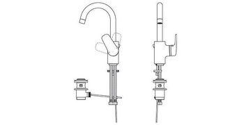 Ideal Standard Badarmatur Waschtischarmatur CERAFLEX mit hohem schwenkbarem Auslauf chrom chrom