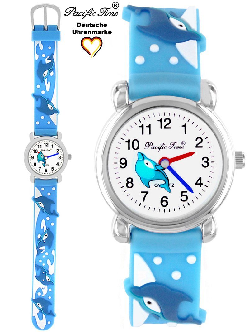Pacific Time Quarzuhr Kinder Armbanduhr Delfin Silikonarmband, Gratis Versand blau | Quarzuhren
