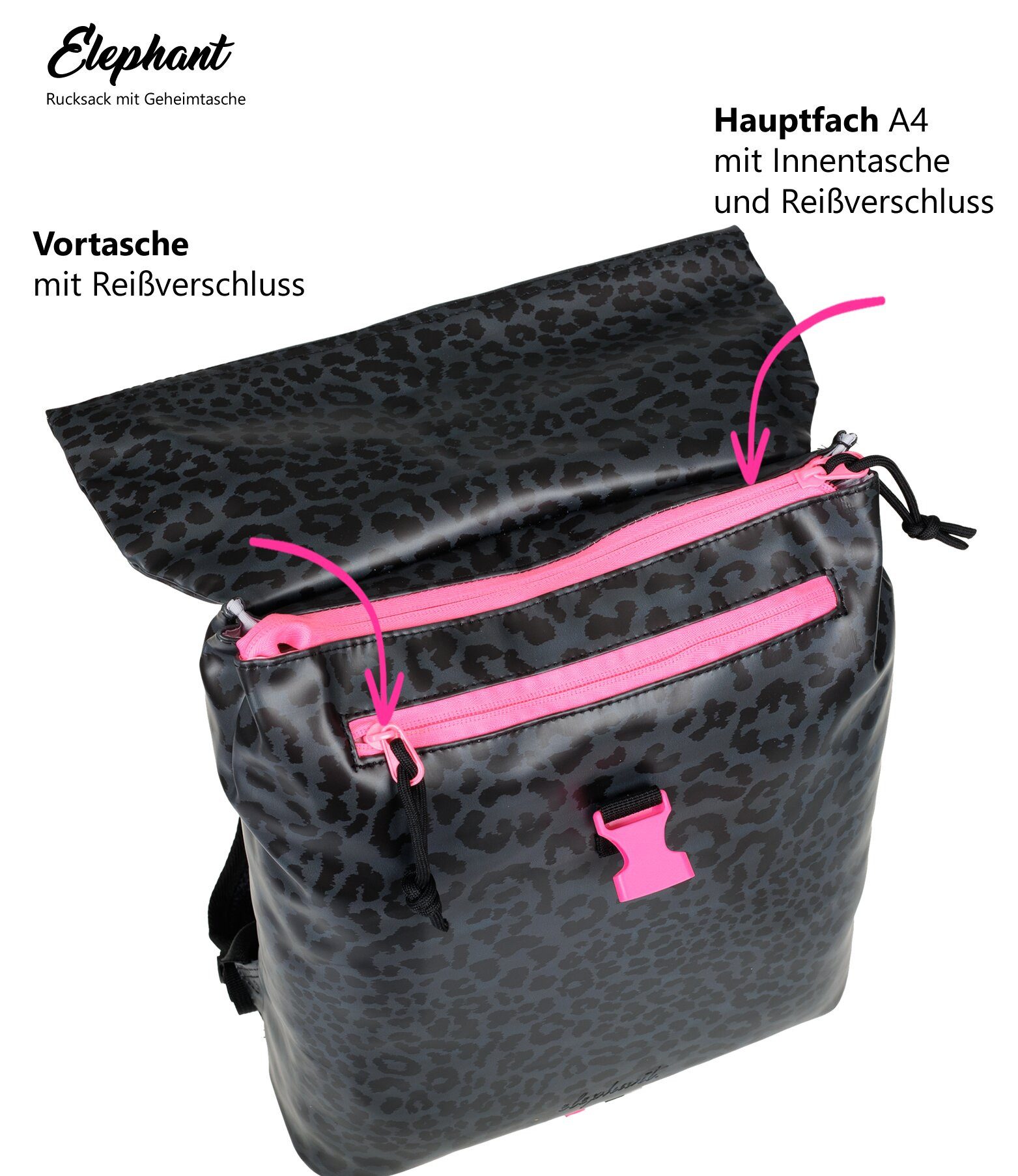 ELEPHANT Cityrucksack Lykka 12813 Damenrucksack wasserabweisend aus Plane, Rucksack Damen Handtasche iPad Tasche Geheimfach + Schlüsselbörse – Bild 3 von 5