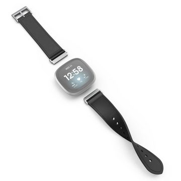Hama Smartwatch-Armband Ersatzarmband für Fitbit Versa 3, Sense, Leder und Silikon, 22mm, 21cm