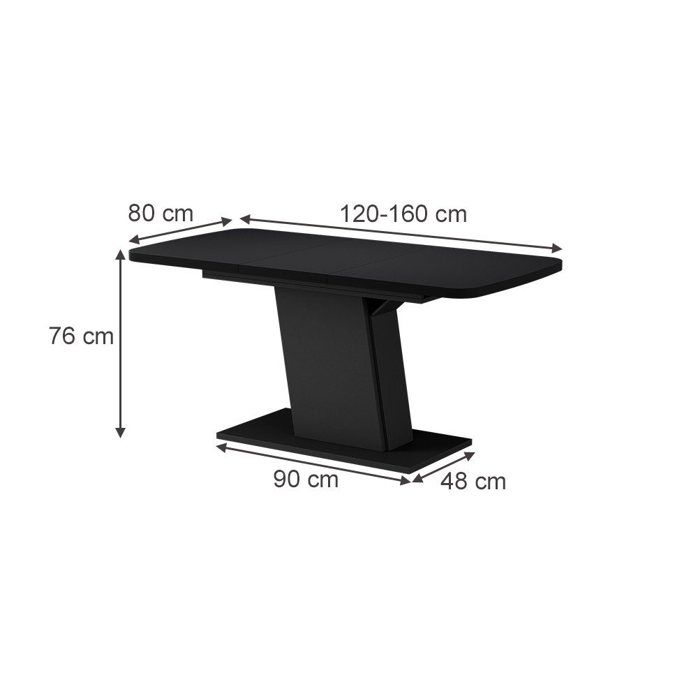 Vicco Esstisch Fenaro, Schwarz, 120 x 80 cm ausziehbar günstig online kaufen