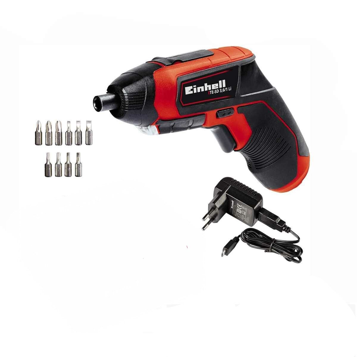 Einhell Akku-Schrauber Akkuschrauber TE-SD 3,6/1 Li 3.6V, USB-Lader, LED-,10-tlg. Bit-Set