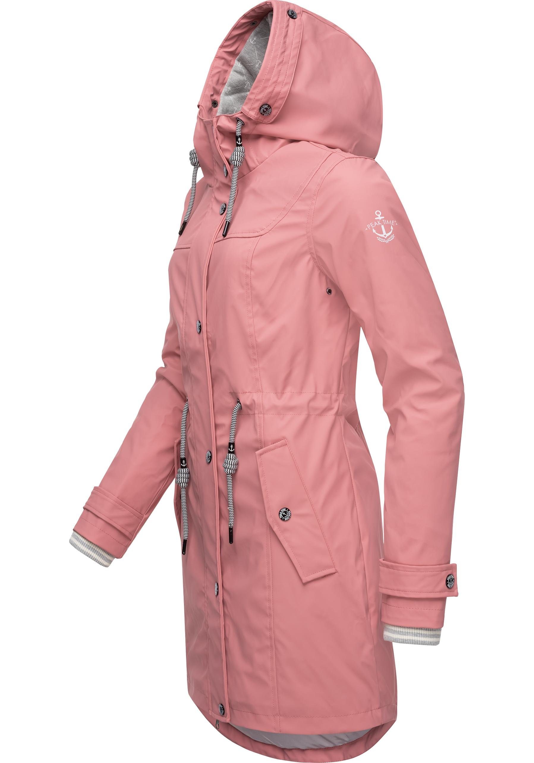 Damen TIME Regenjacke stylisch Regenmantel mauve für PEAK taillierter L60042