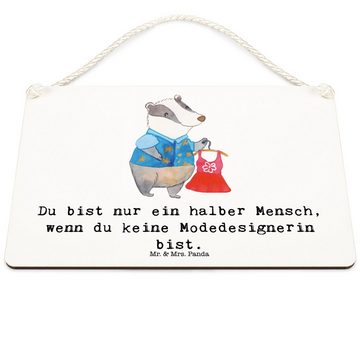 Mr. & Mrs. Panda Hinweisschild DIN A6 Modedesignerin Herz - Weiß - Geschenk, Tür Schild, Fashion Des, (1 St), Aufhängung inklusive