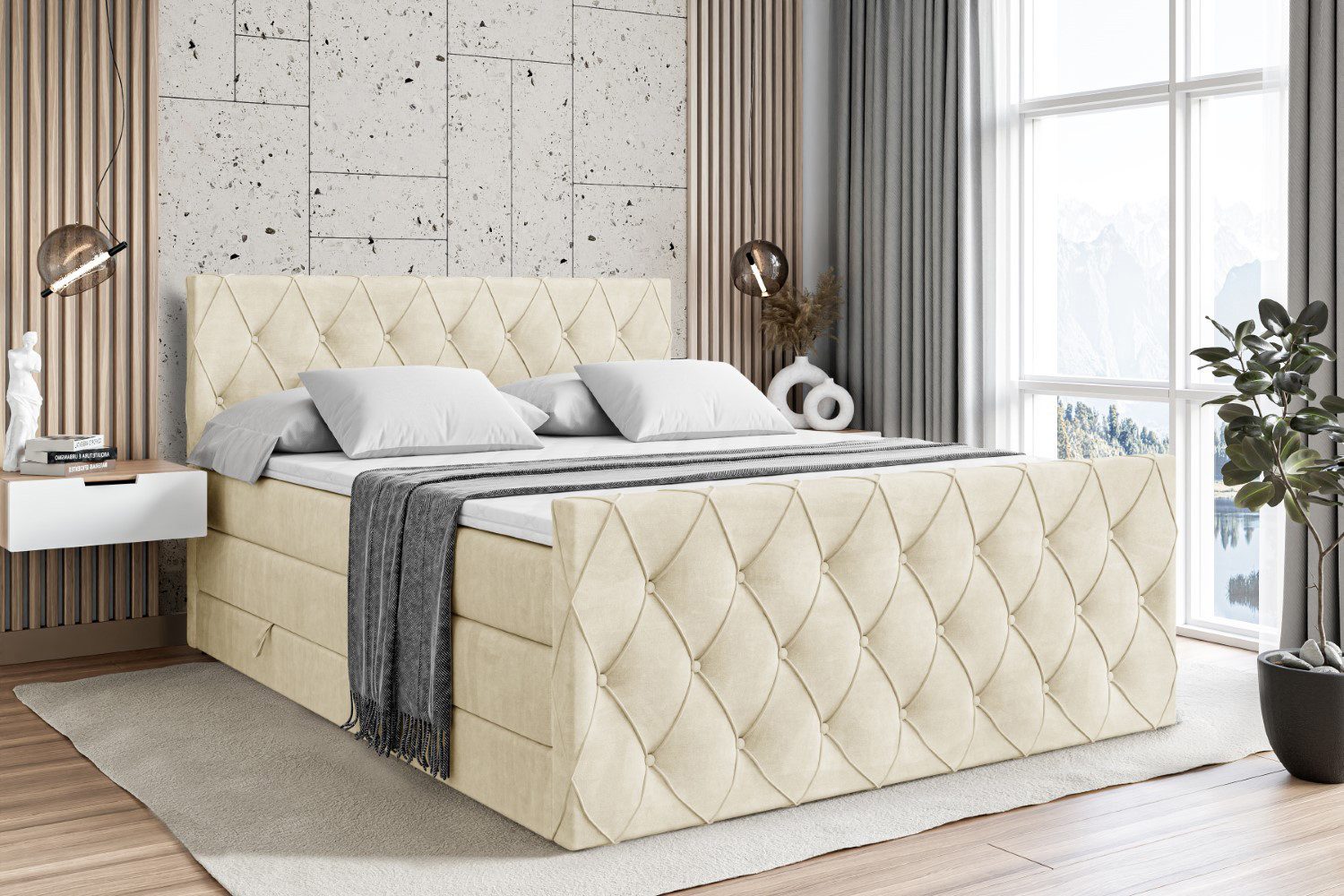 ALTDECOR Boxspringbett AMAY KING (mit Matratze und Lattenrost Topper Polste günstig online kaufen