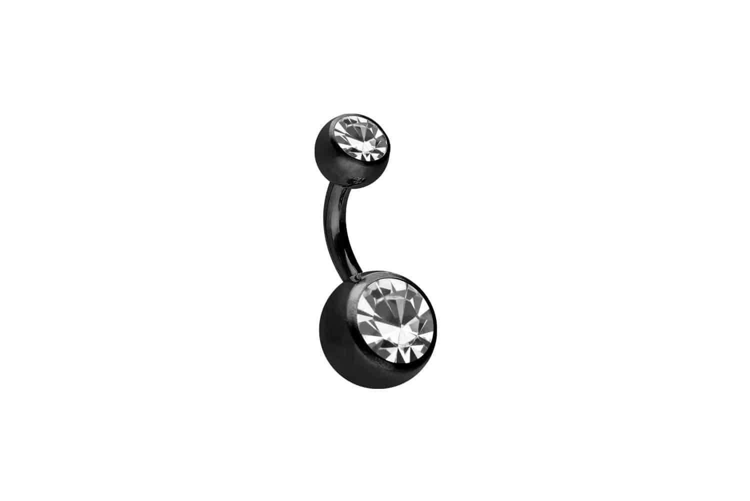 Bauchnabelpiercing Chirurgenstahl Bananabell ZWEI KRISTALLE
