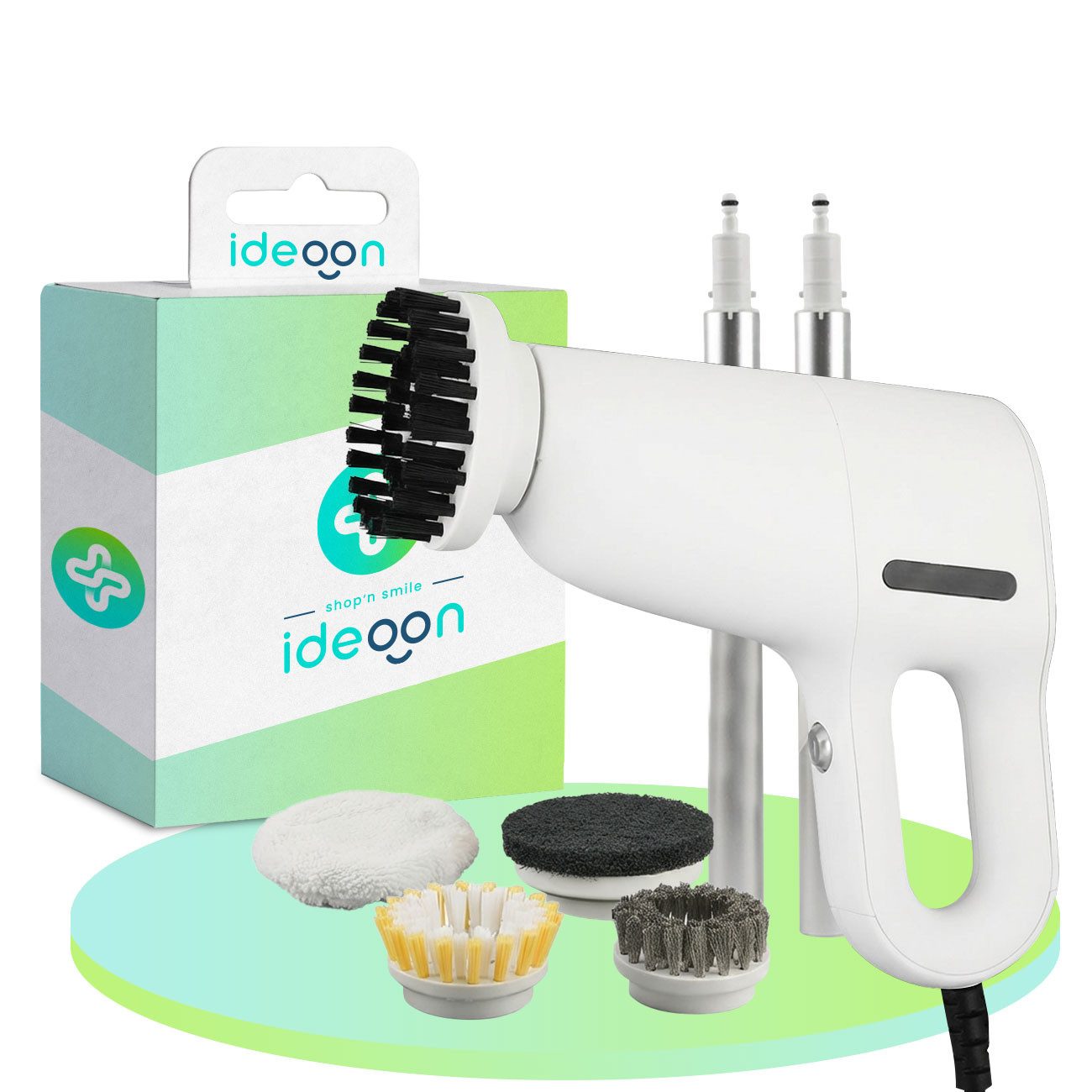 shop'n smile ideoon Dampfreiniger Leistungsstarker 3in1 Dampfreiniger & Dampfbesen 1200W 200 ml IP20, 1200 W, beutellos, LED-Betriebsanzeige, 10 Min. Dampfbetrieb, Aufheizzeit: 15 Sek.