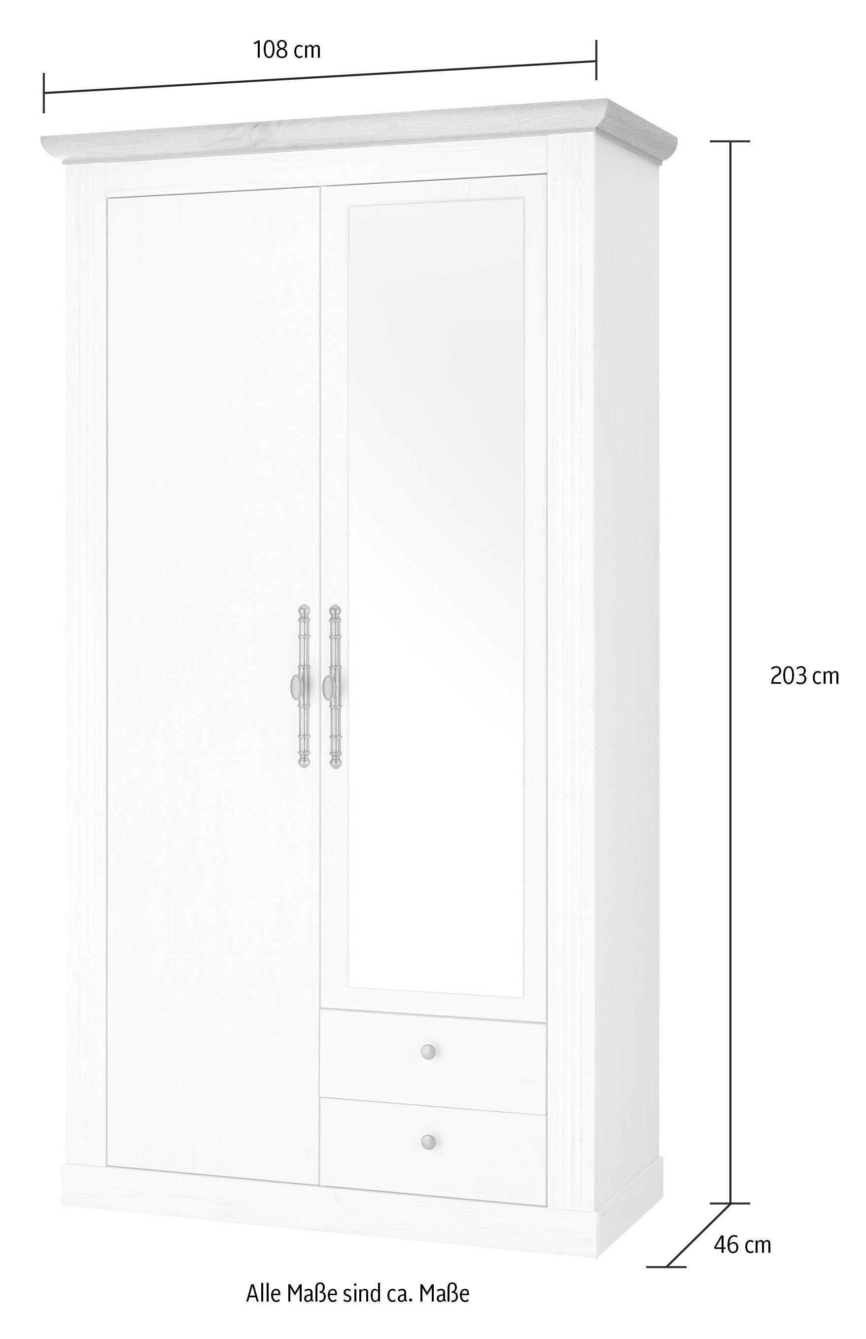 Weiss 108 Home WESTMINSTER cm Dekor ca. Stauraumschrank Breite affaire Pinie