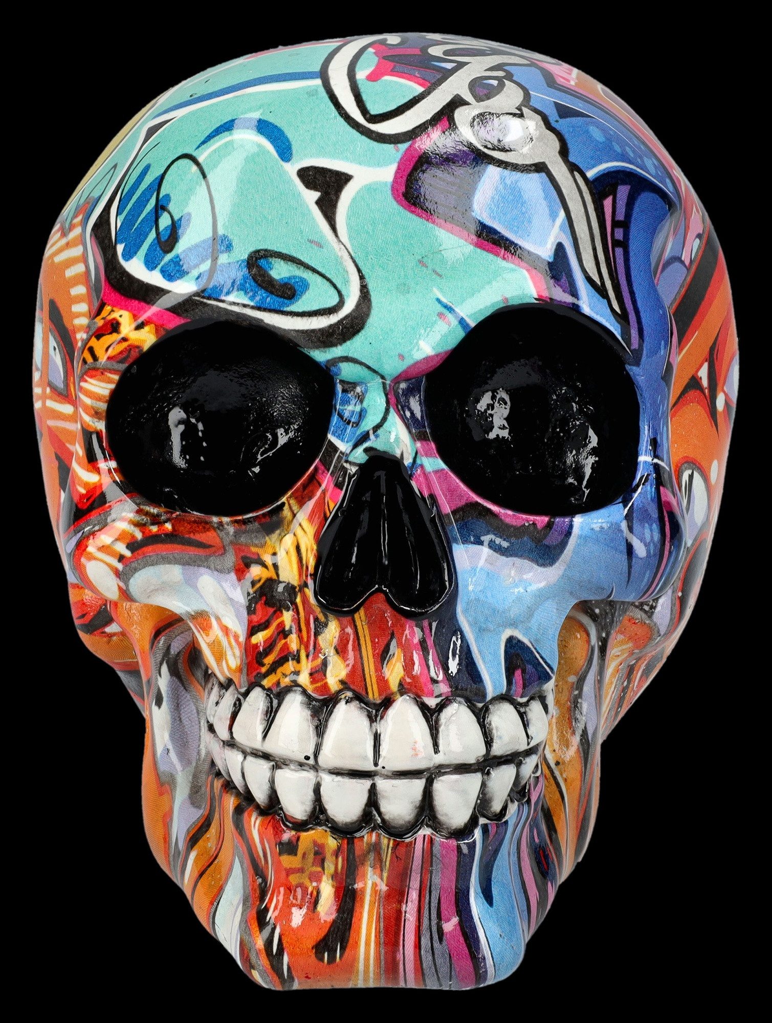 Figuren Shop GmbH Dekofigur Totenkopf Figur - Graffiti - Gothic Fantasy Dek günstig online kaufen