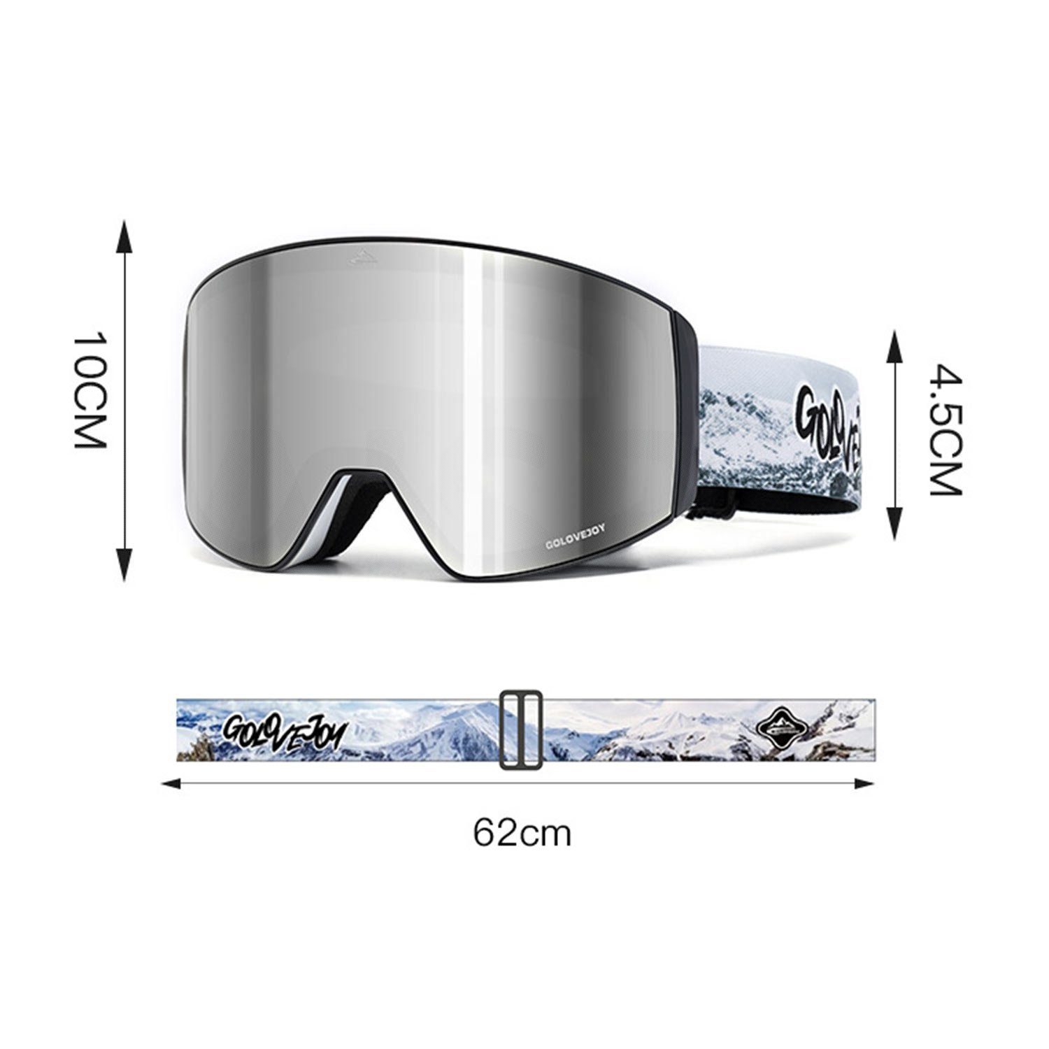Daisred Skibrille Skibrille Herren Snowboard Brille Damen Anti-Beschlag Grau Outdoor