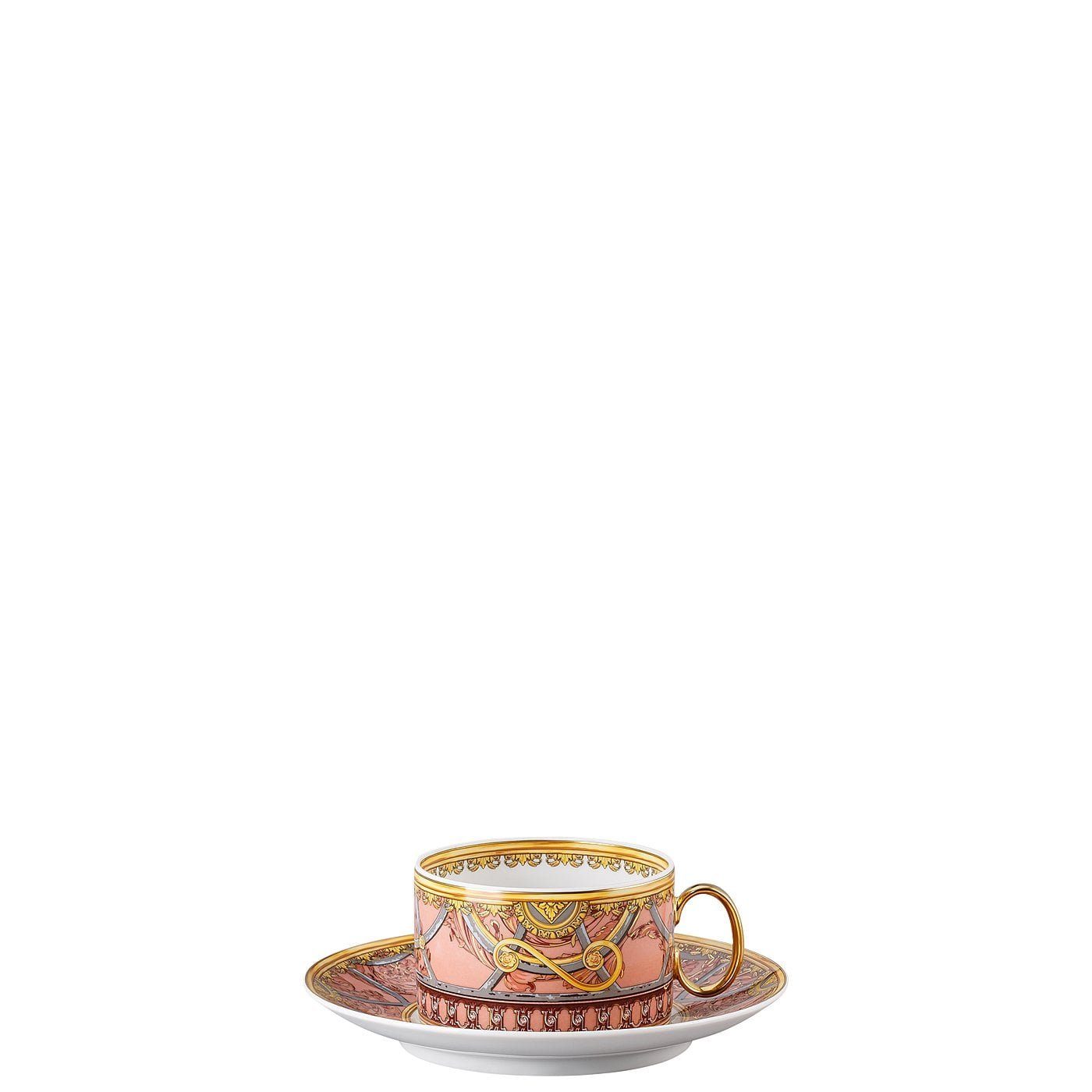 Rosenthal meets Versace Tasse Versace Scala Palazzo Rosa Teetasse 2 teilig, Porzellan