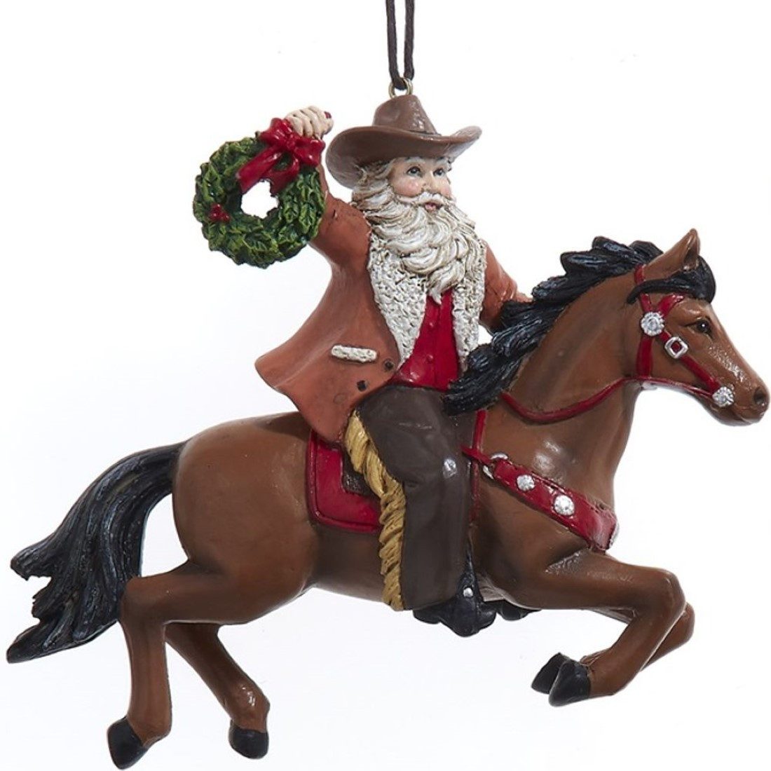 Kurt S. Adler Christbaumschmuck Reitender Santa Claus, handbemalter Western Weihnachtsschmuck