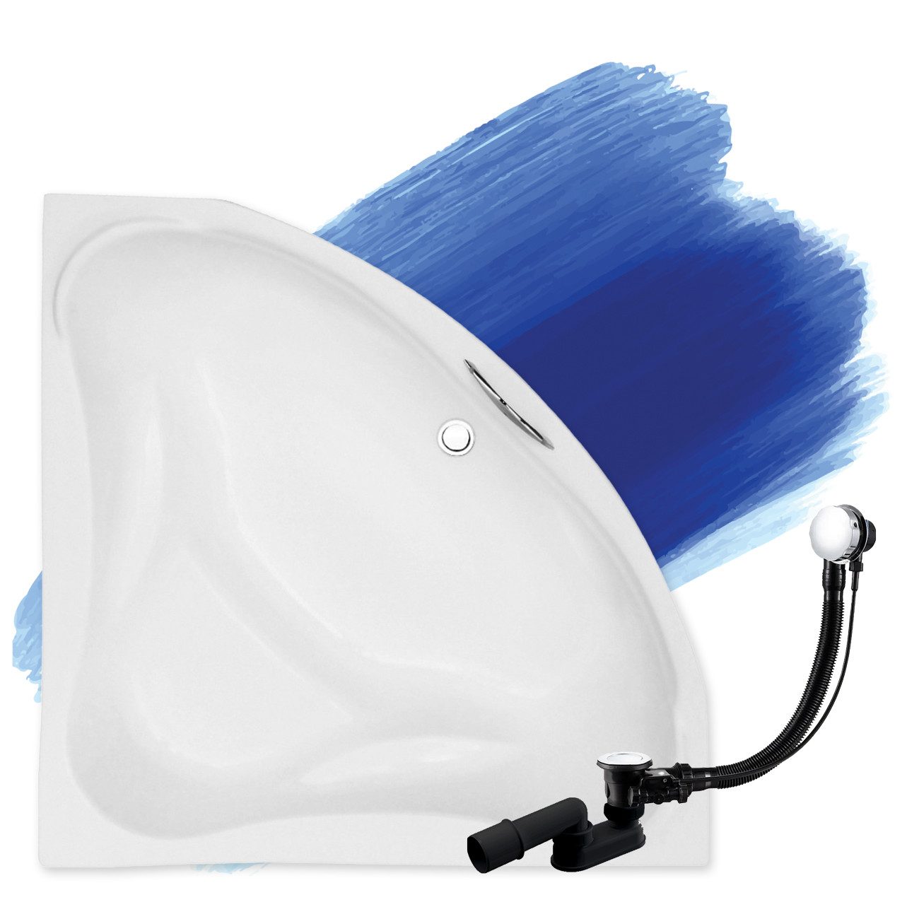 KOLMAN Badewanne Eckbadewanne Ewa 134x134, Ablaufgarnitur günstig online kaufen