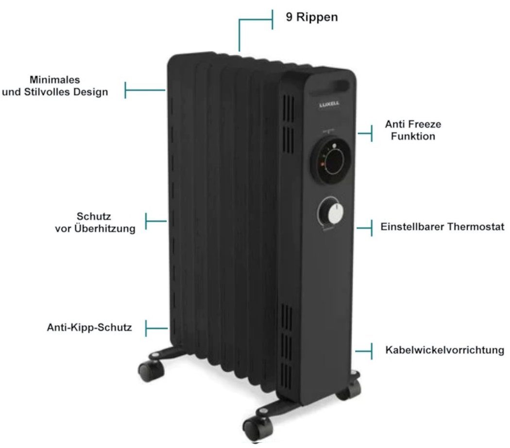KUMTEL Ölradiator KUM-1225 Heizgerät Elektroheizung für günstig online kaufen