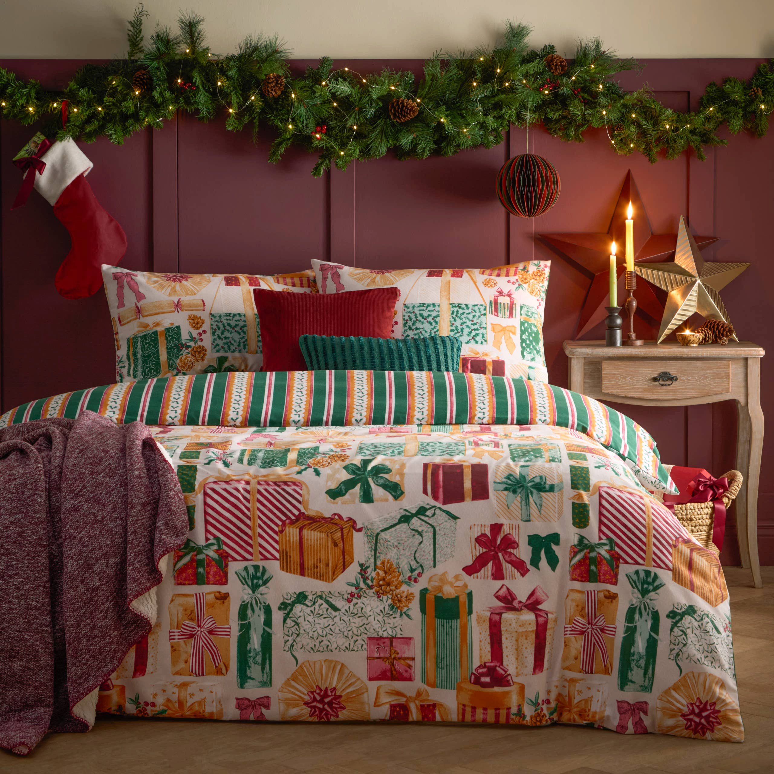 Riva Home Wendebettwäsche Weihnachts-Bettwäsche Weihnachtsgeschenke vintage Bettbezug 200x200, Weihnachts-Bettwäsche Weihnachtsgeschenke vintage Bettbezug 200x200