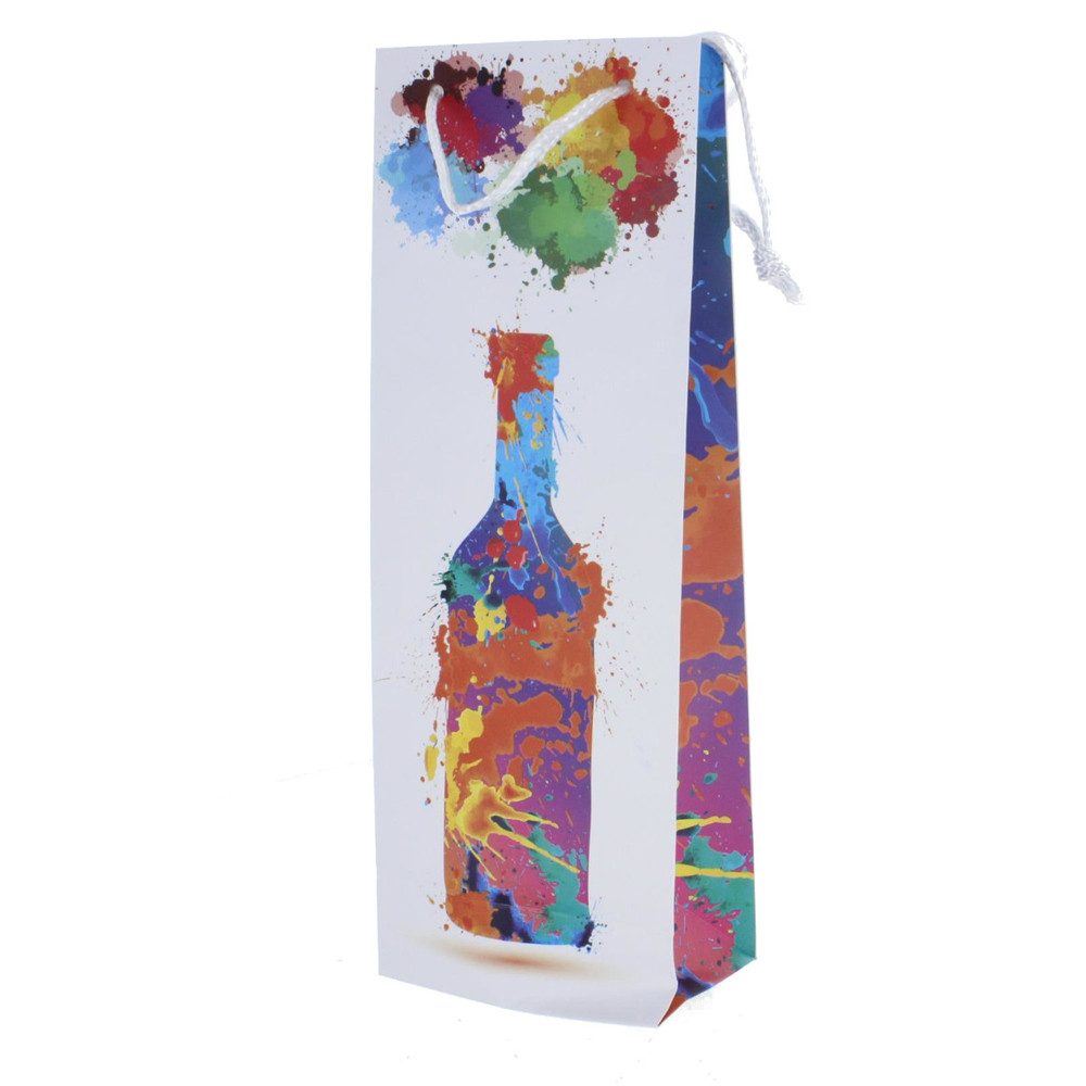 MICA Geschenkbox Flaschentasche bunte Flasche - ca. 13 x 8,5 x 36 cm