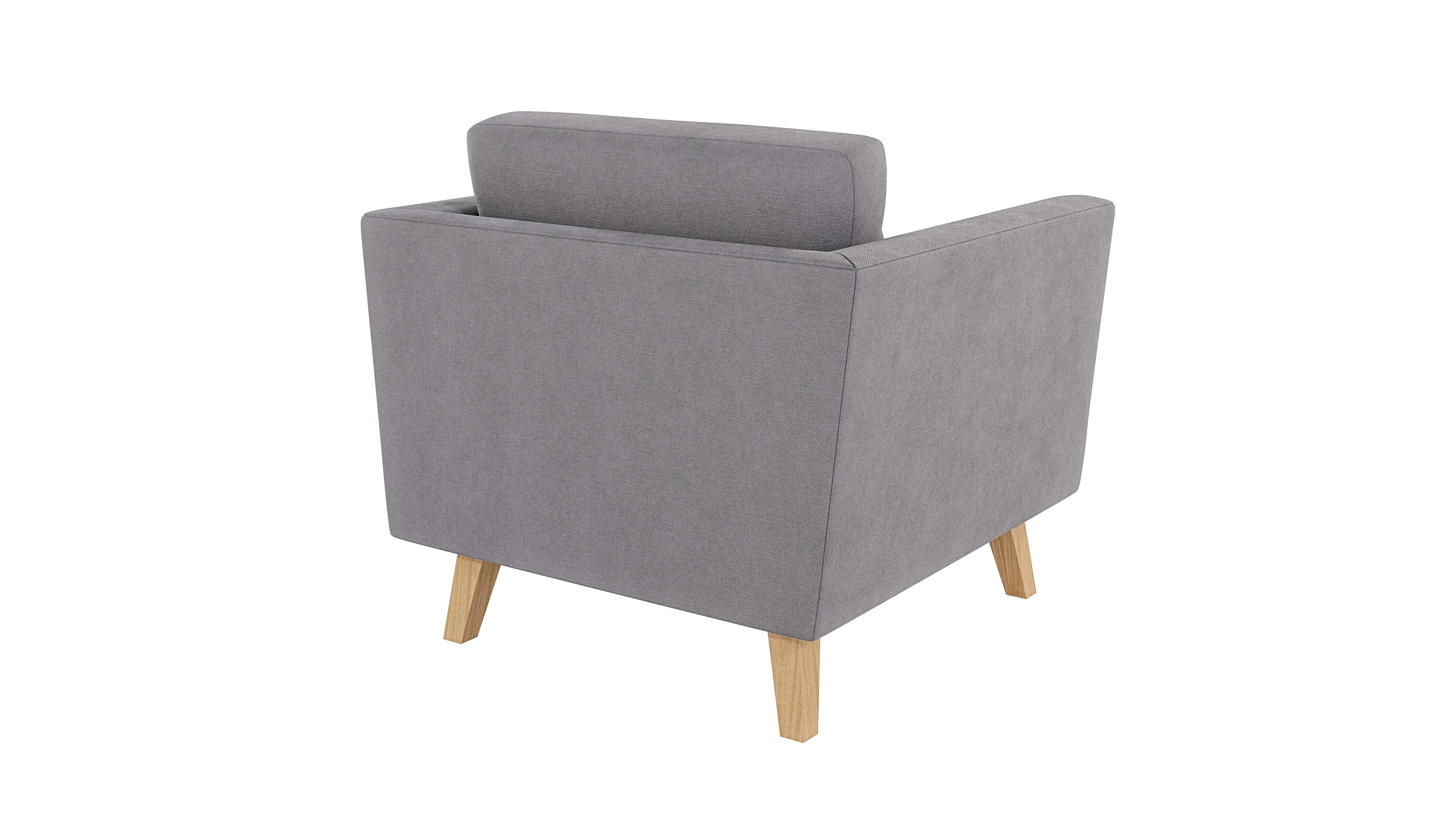 skandinavischen Sessel Wellenfederung mit im S-Style Angeles Grau Design, Möbel