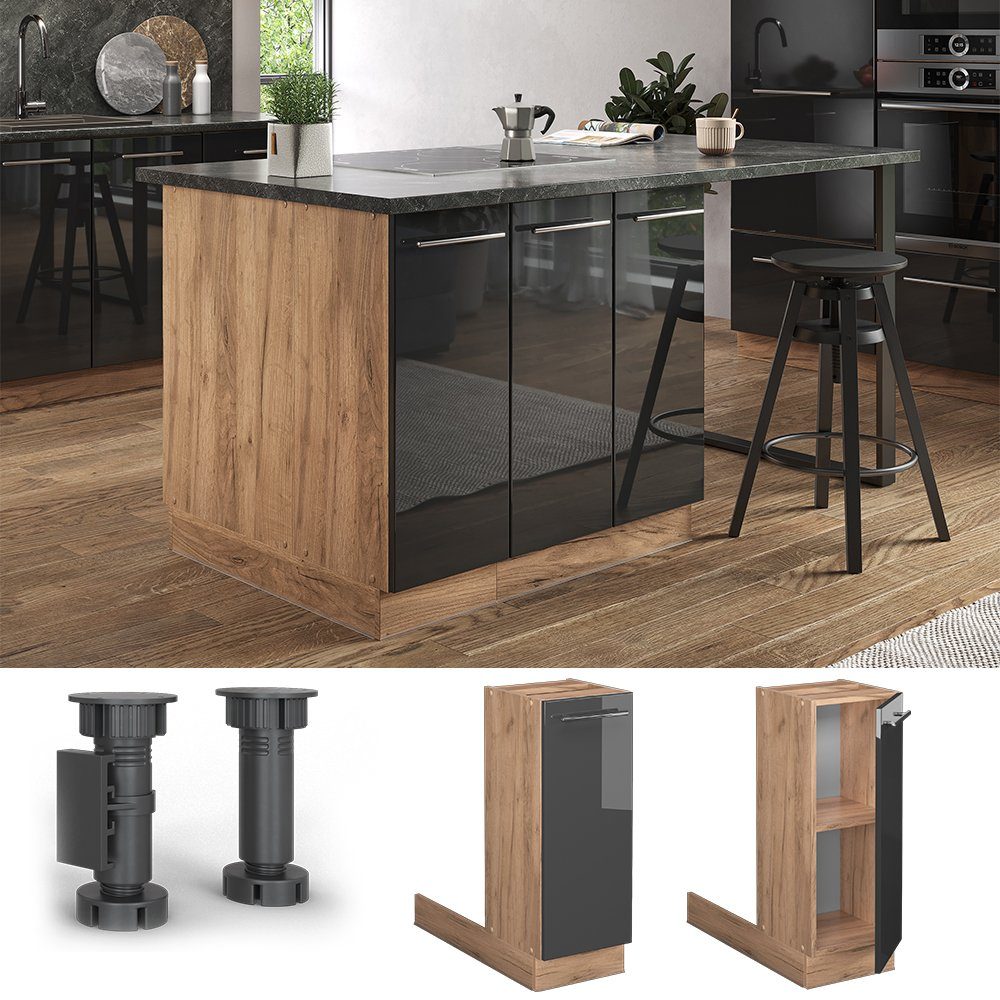 Vicco Unterschrank Fame-Line, Anthrazit Hochglanz/Eiche, 30 günstig online kaufen