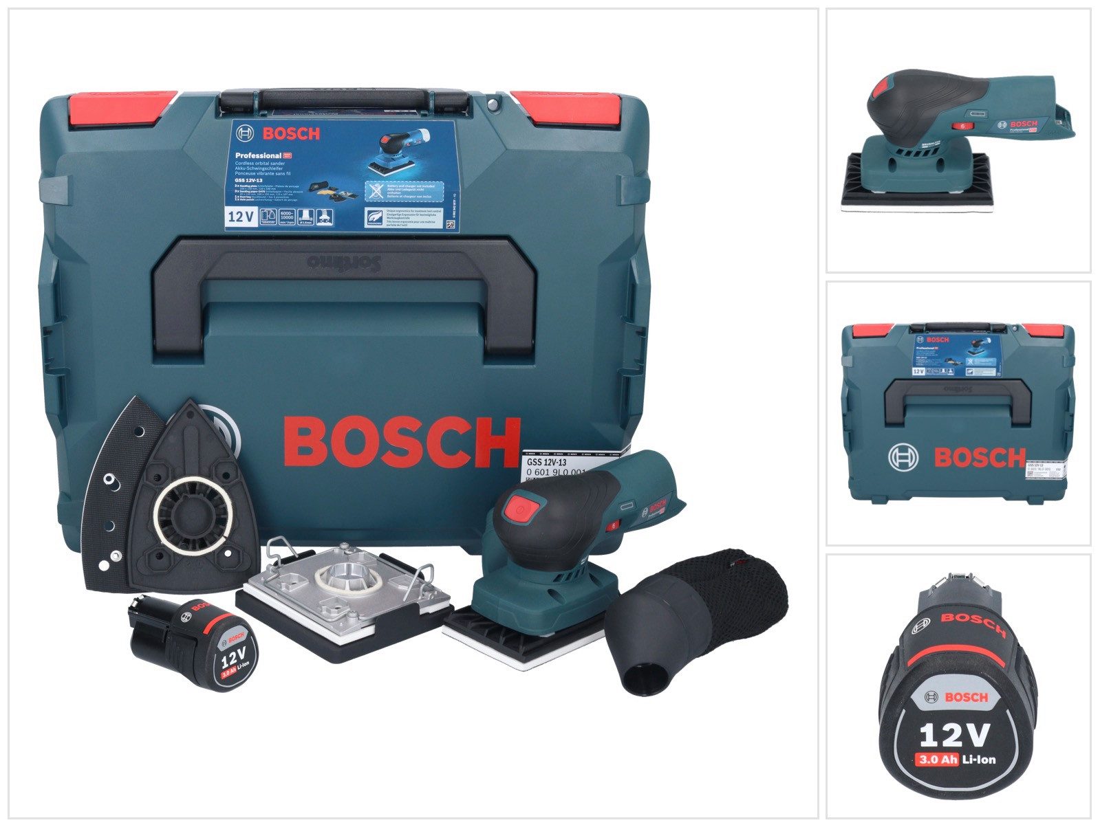 Bosch Professional Akku-Schwingschleifer GSS 12V-13 Professional Akku Орбитальная шлифовальная машина 12 V + 1x Akku 3,0 Ah +