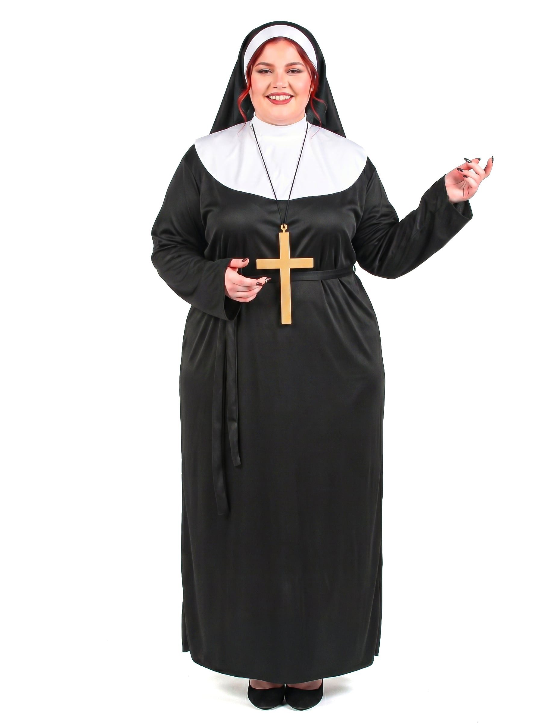 JADEO Kostüm Nonne-Kostüm in Übergrösse Karneval-Kostüm schwarz-weiss