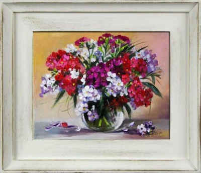 JVmoebel Ölbild Ölgemälde Blumen Bilder Gemälde Ölbilder Ölbild Mit Rahmen Sofort, (1 St)