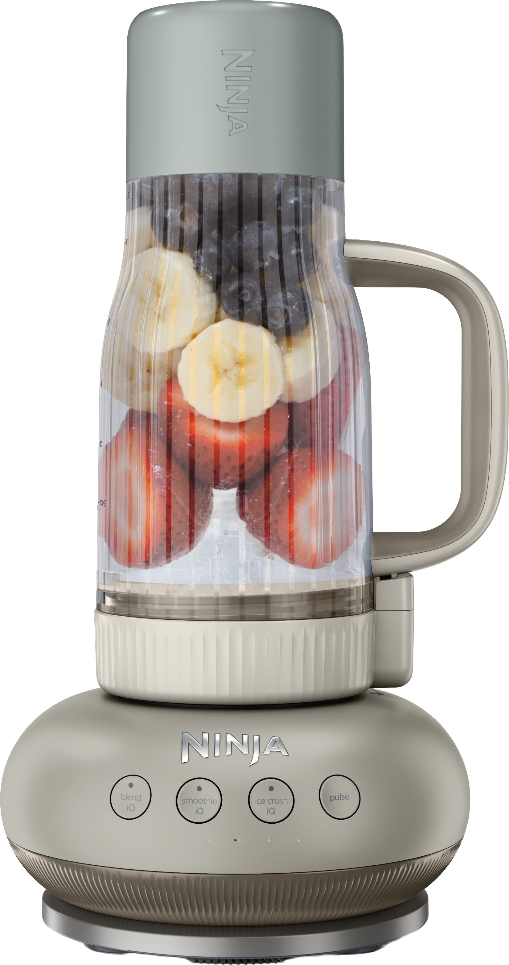 NINJA Zerkleinerer BlendBoss To-Go-Becher-Mixer - stone/mint DB351EUST, 1100 W, Auto-iQ-Technologie, Zerkleinert alles eiskalt- sogar tiefgefrorenes