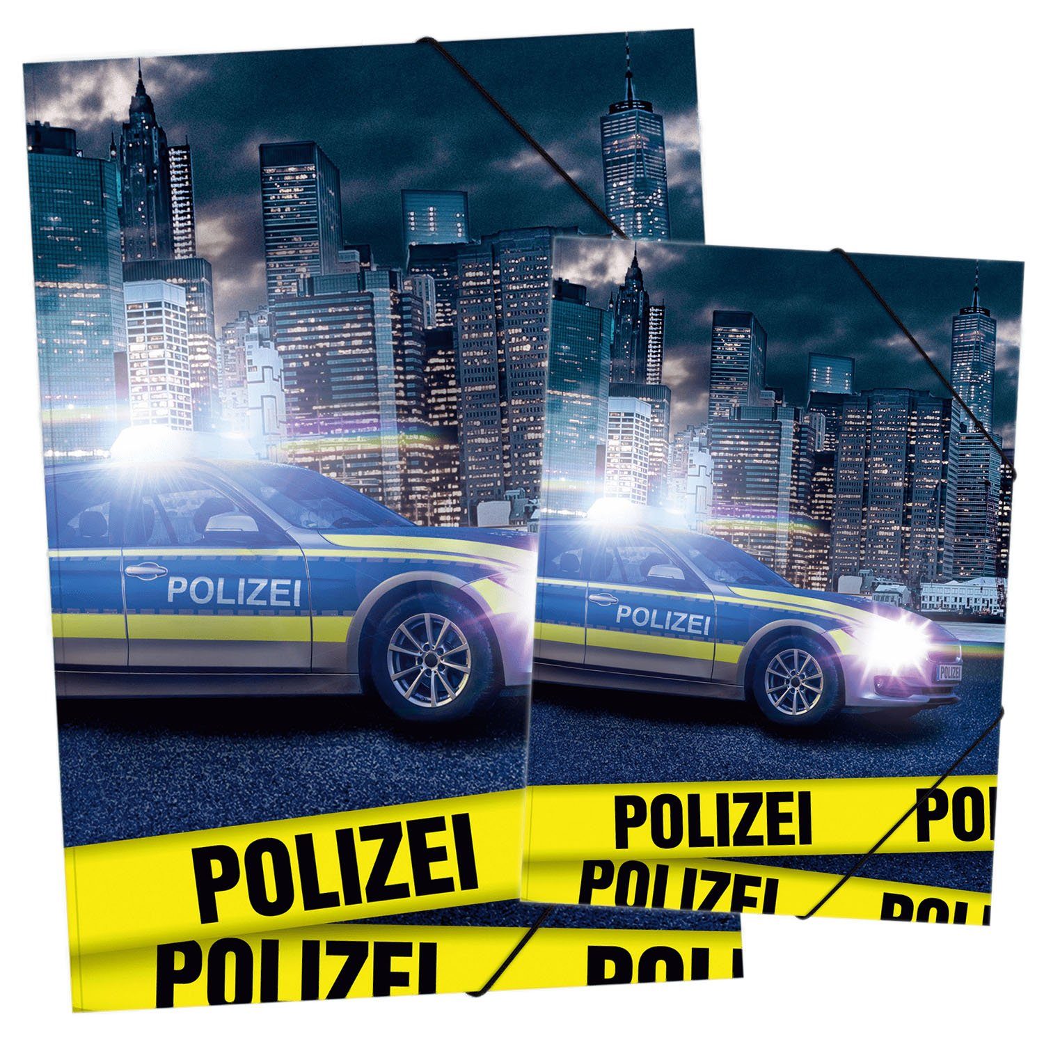 itenga Organisationsmappe itenga Gummizugmappe Zeichenmappe A4 und A3 Motiv Polizei Set