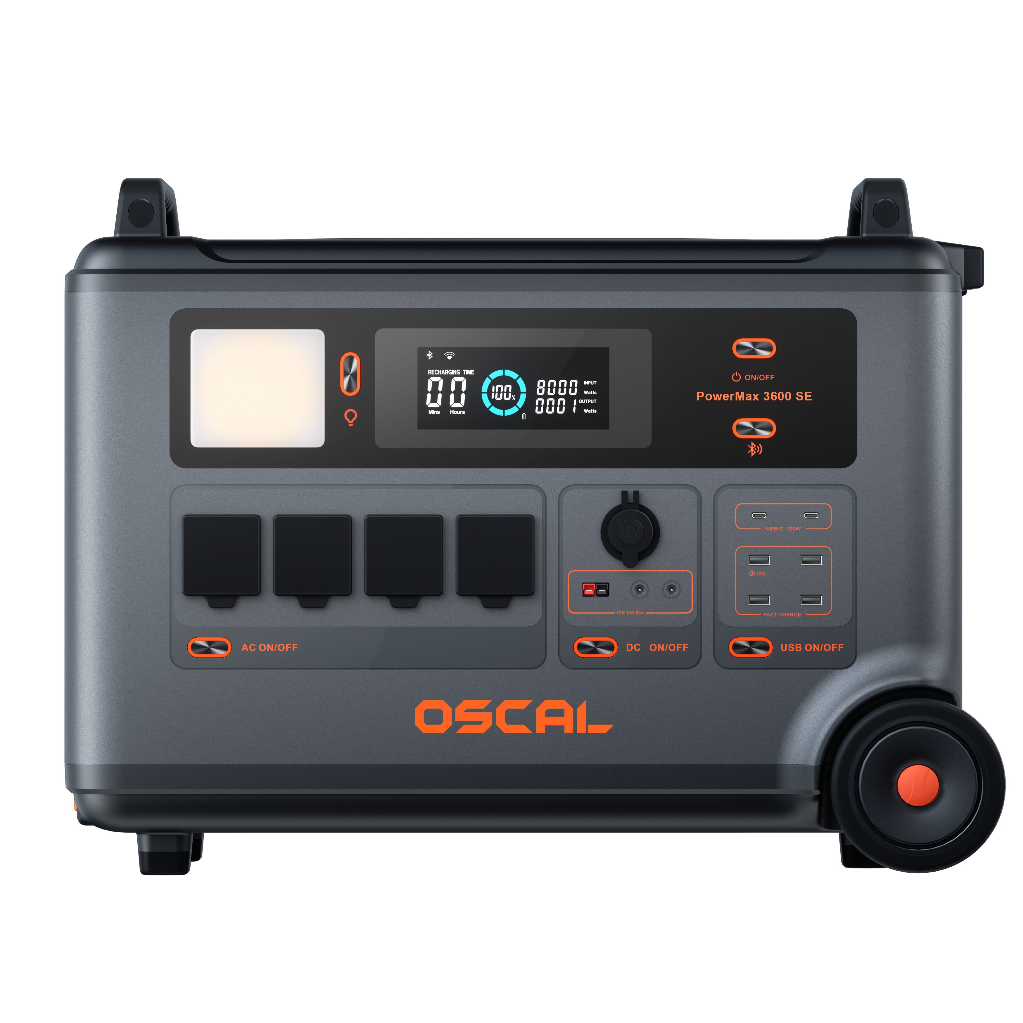 OSCAL Stromerzeuger OSCAL PowerMax 3600 SE (3600Wh), 3600W Pure Sine Wave, 3,6 in kW, (1-tlg), 14 Outlets & 8 Charging Modes, LiFePO4