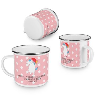 Mr. & Mrs. Panda Becher Einhorn Weihnachtsmann - Rot Pastell - Geschenk, Pegasus, Unicorn, Ei, Emaille, Korrosionsbeständig