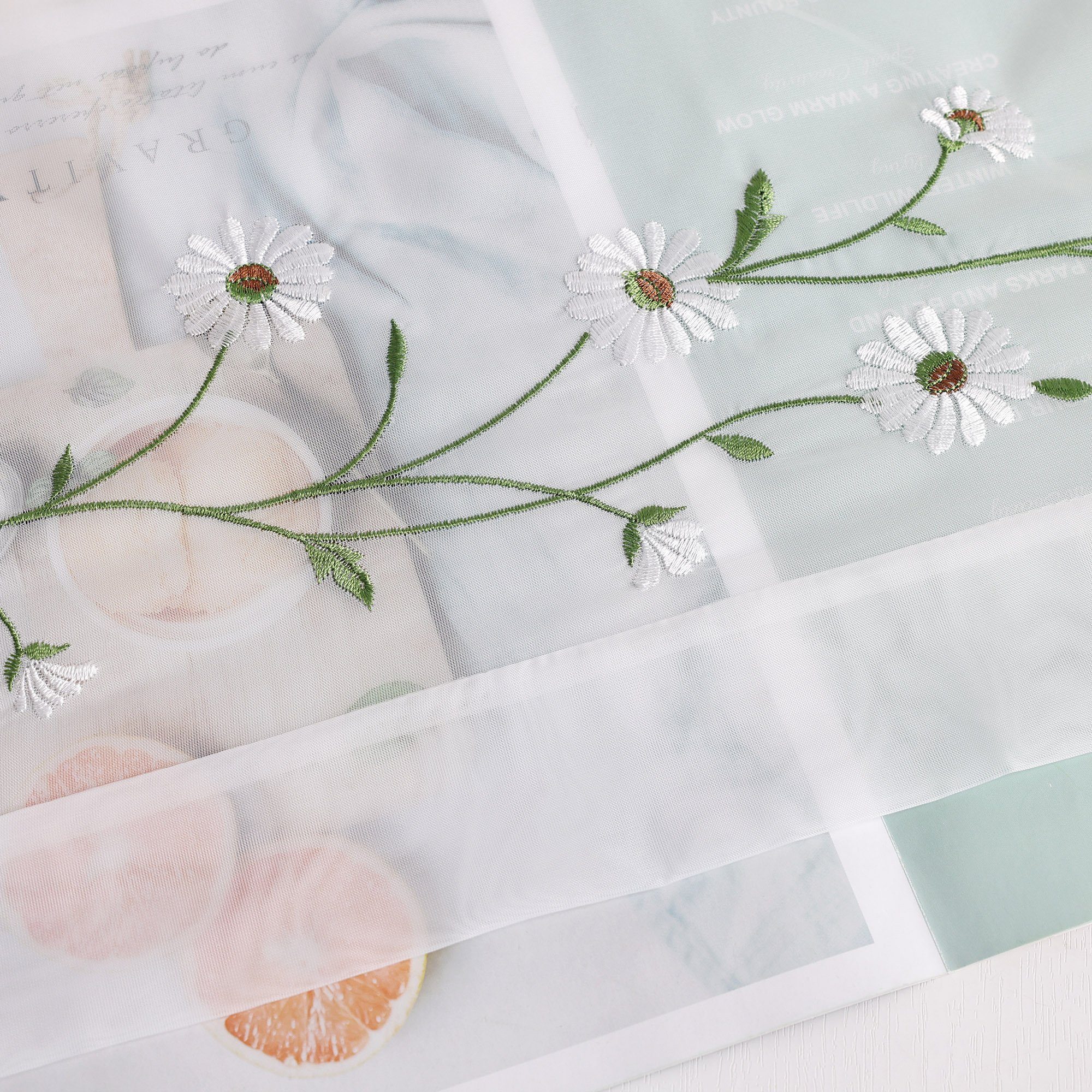 Joyswahl Scheibengardine (1 St), Schlaufen, transparent, Bestickte Voile Ku günstig online kaufen