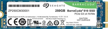 Seagate BarraCuda 510 interne SSD (250 GB) 3100 MB/S Lesegeschwindigkeit, 1050 MB/S Schreibgeschwindigkeit