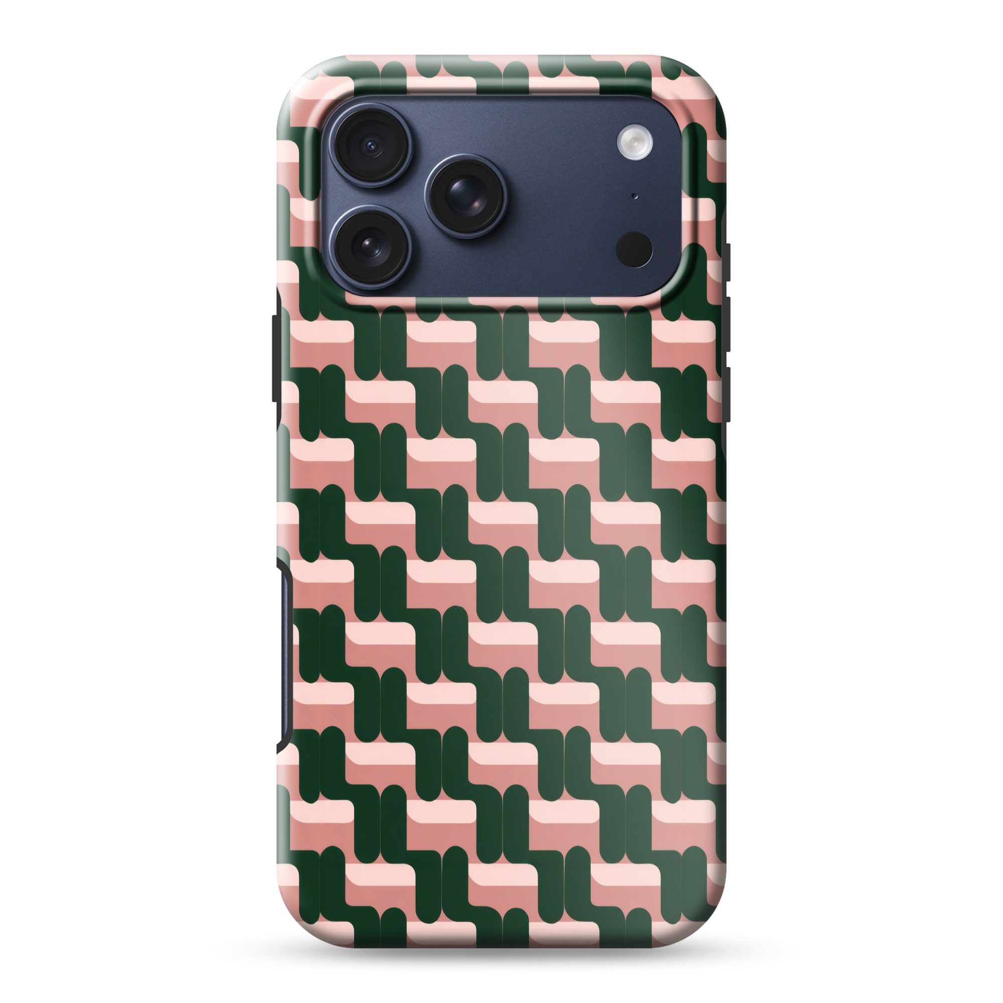 OnlyWow Handyhülle Magsafe für Apple iPhone 17 Pro Max Zopfmuster - Grün - Rosa - Geometr, Phone Case, Hardcase, Stoßfest, Schutzhülle