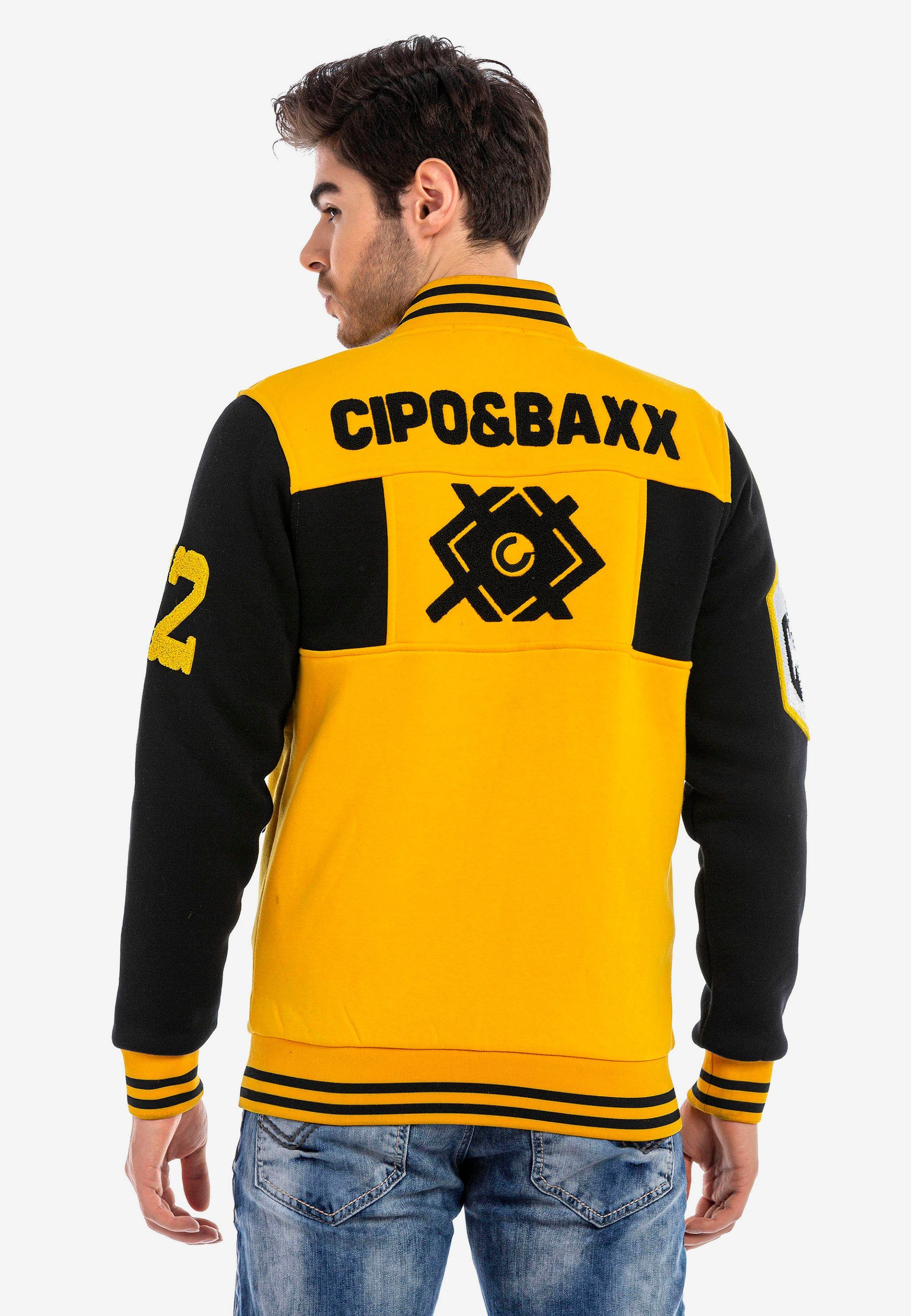 Cipo & Baxx Sweatjacke in sportlichem gelb-schwarz Design